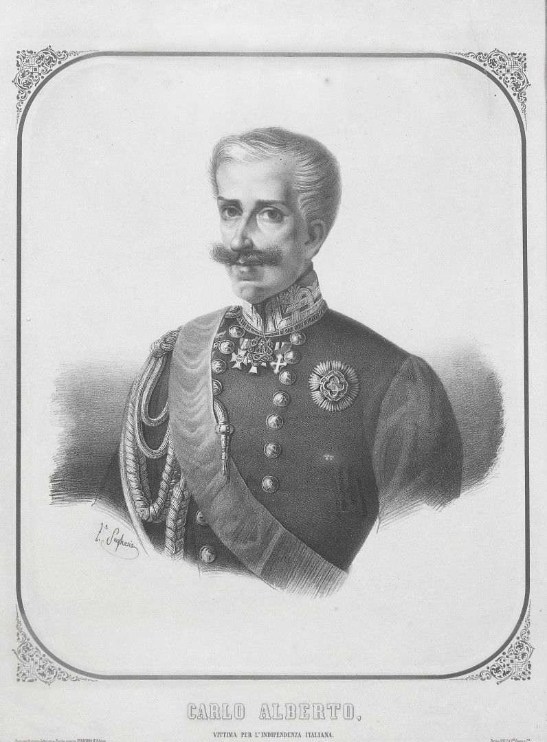 Null CARLO ALBERTO Siglo XIX Un fino retrato de Carlo Alberto grabado en litogra&hellip;