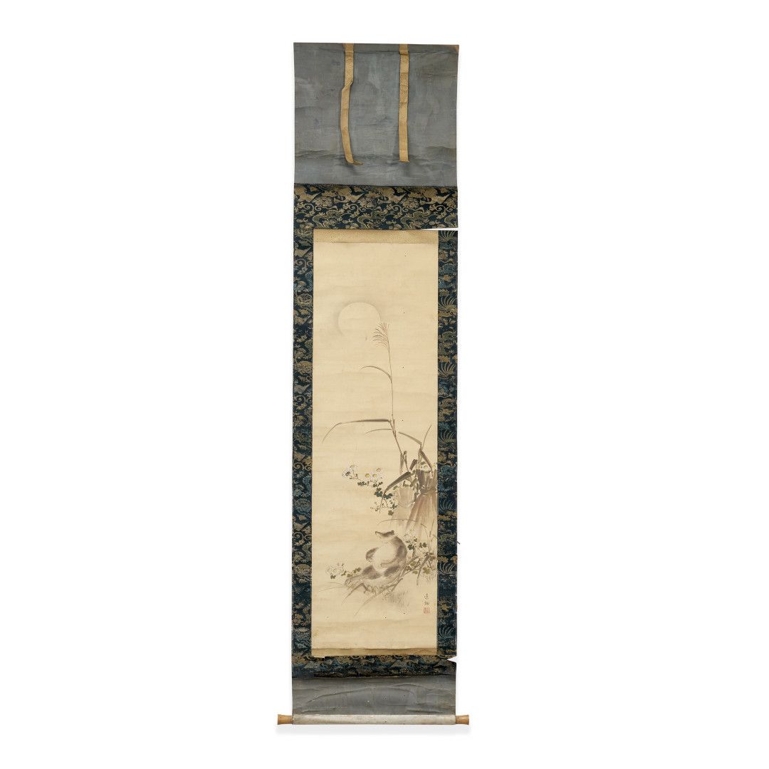 Null KAKEMONO Giappone, inizio XX secolo - Seta dipinta in policromia raffiguran&hellip;