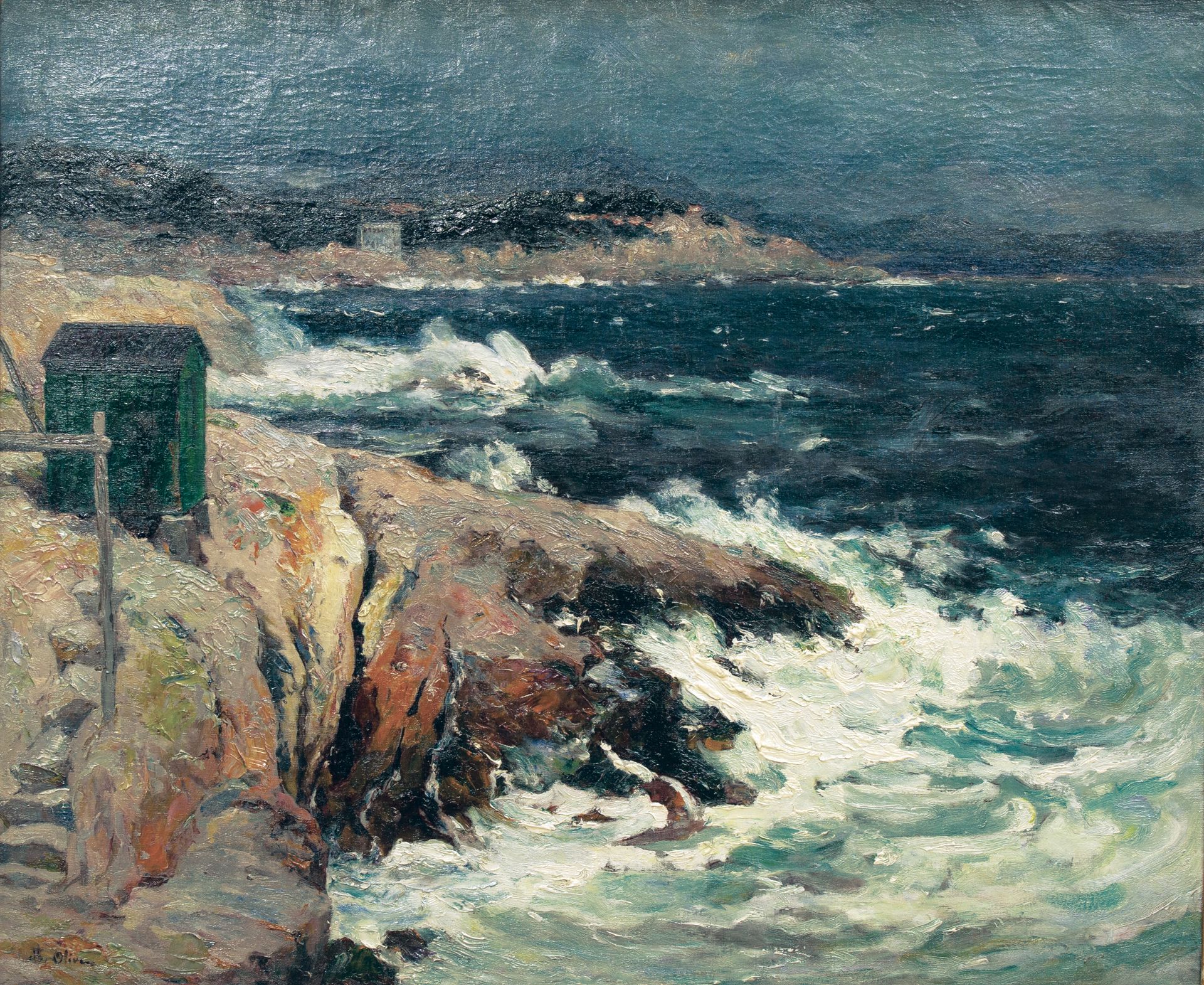 Null 奥利夫-让-巴蒂斯特，1848-1936《马赛的海岸线》，布面油画，左下角签名。书目：F. Baille和M. Raynault，Jean-Bapti&hellip;