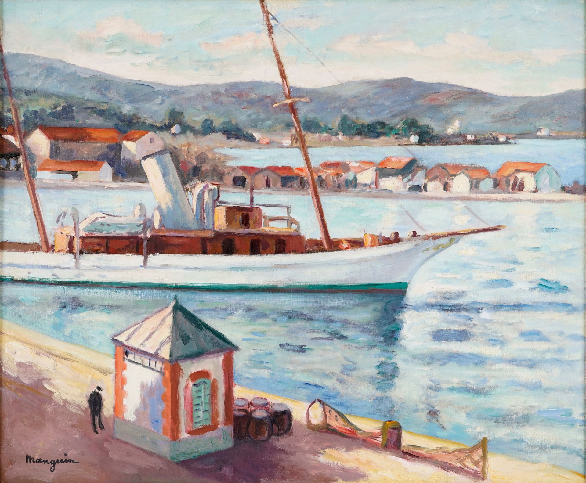 Null *MANGUIN Henri, 1874-1949 " Saint Tropez, the old port office, summer autum&hellip;