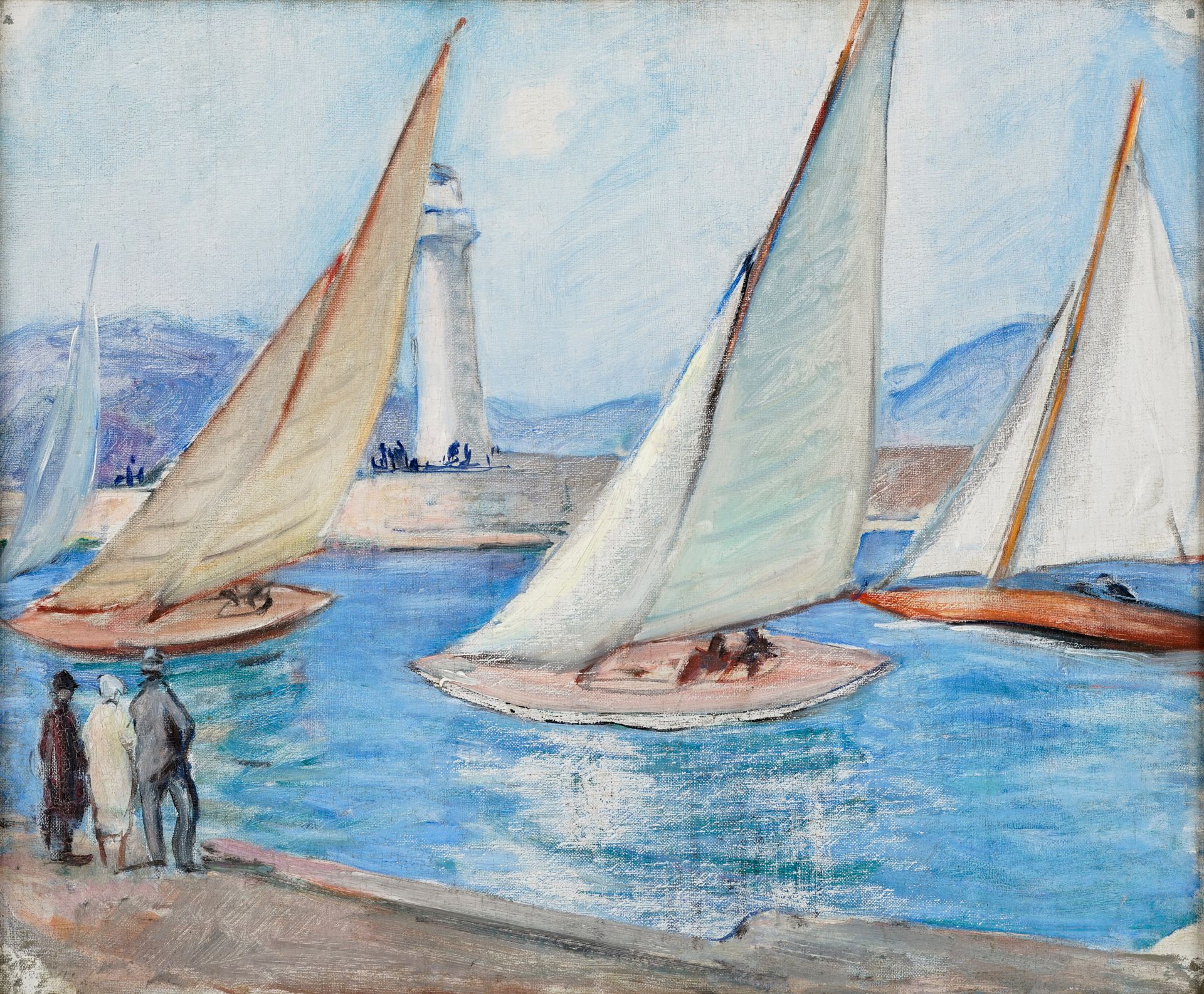 Null *LEBASQUE Henri, 1868-1937 " Die Abfahrt der Regatta, Saint-Tropez " um 192&hellip;