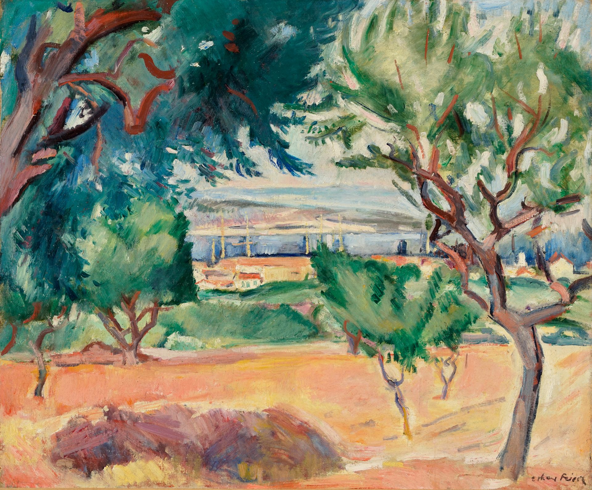 Null FRIESZ Emile Othon, 1879-1949, "Landscape, the trees in front of the sea", &hellip;