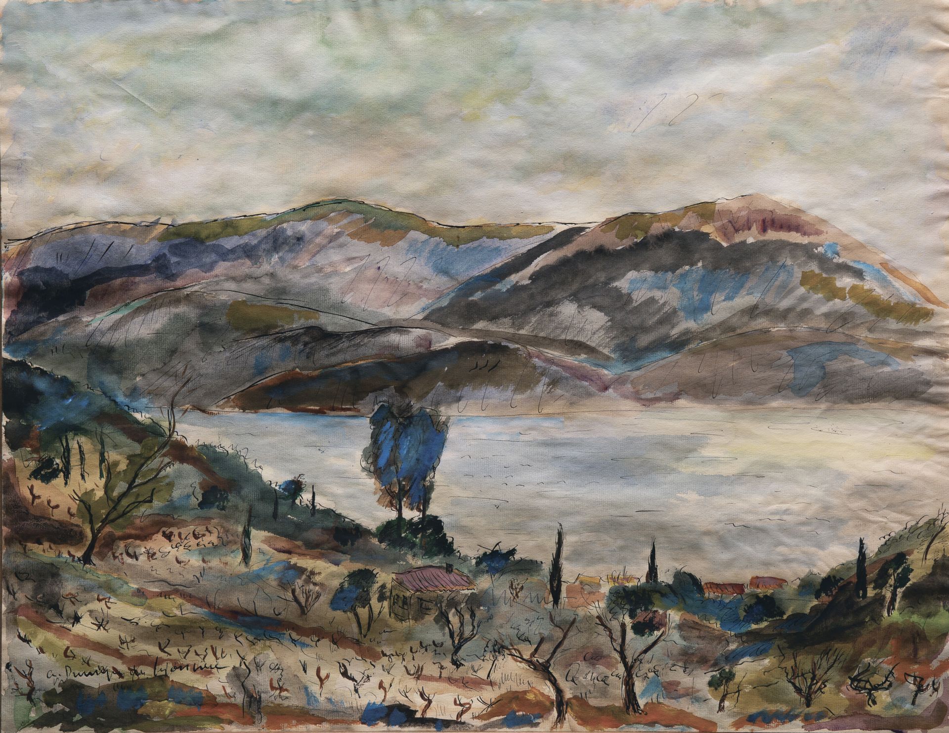 Null DUNOYER DE SEGONZAC André, 1884-1974 "The Bay of Saint Tropez" 。水彩画，左下方有签名，&hellip;