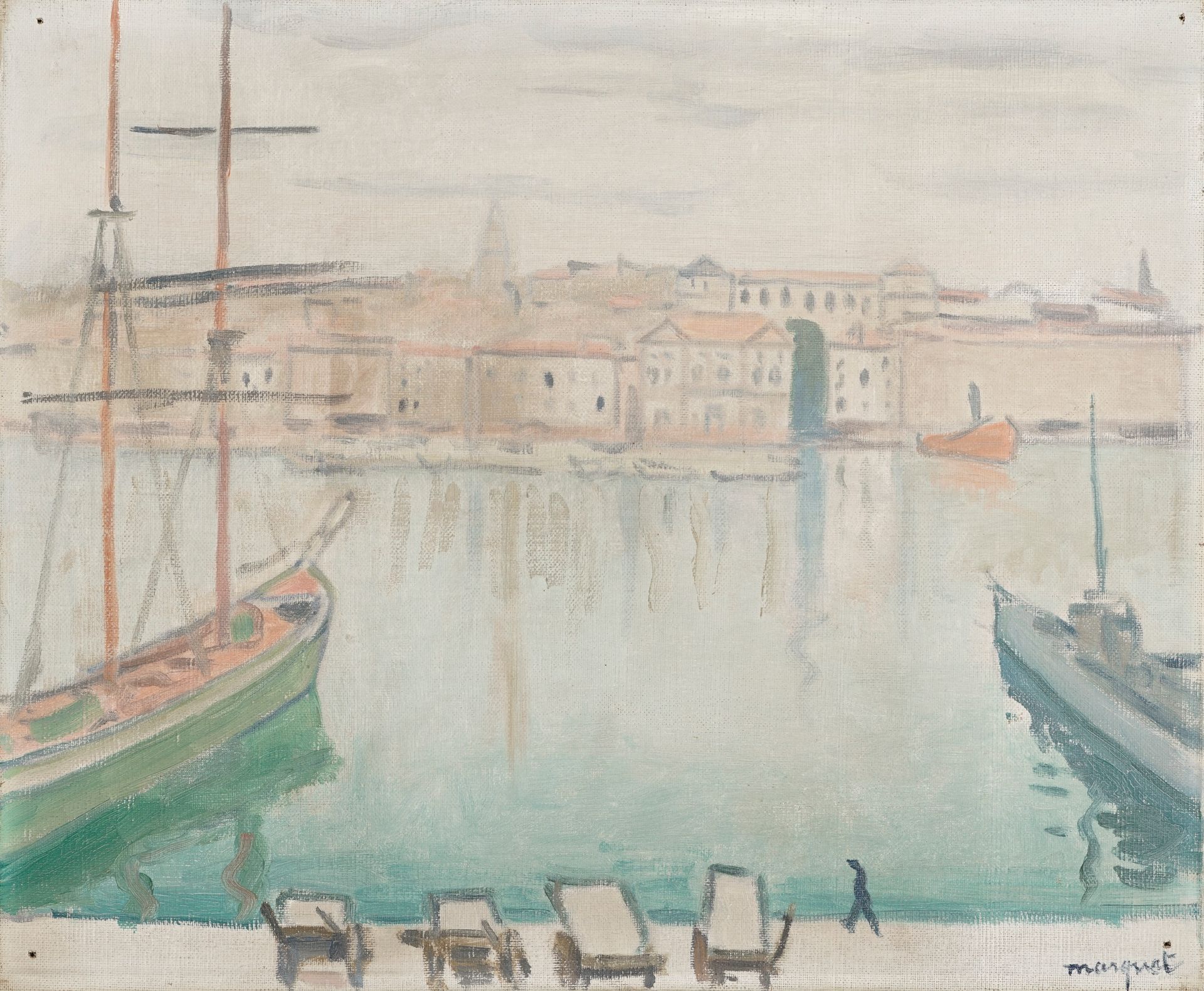 Null 
*MARQUET Albert 1875-1947 « Marseille Eté 1916, matin ». Huile sur toile, &hellip;