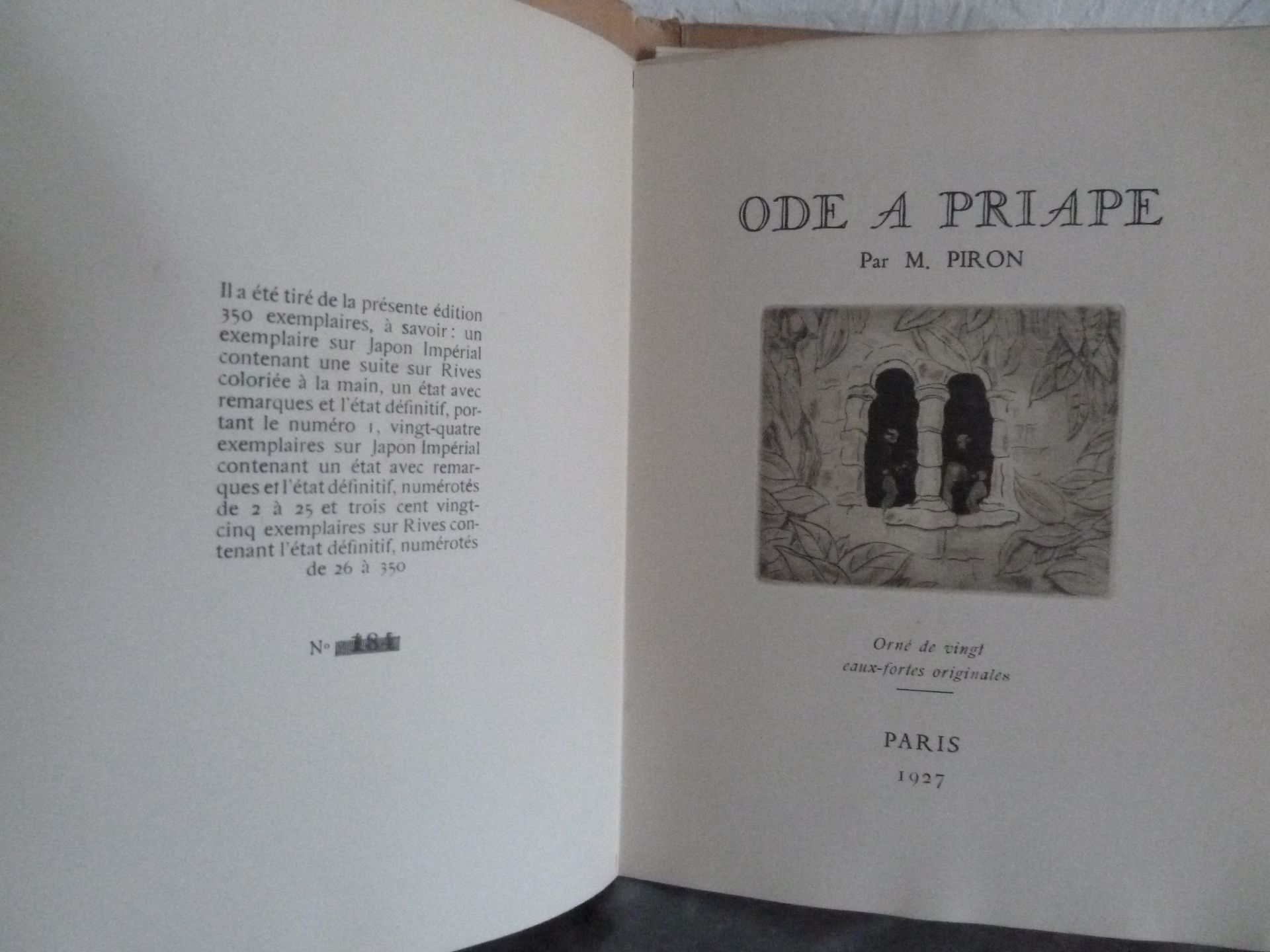 Null (Corti) PIRON : Ode to Priape. Paris : s.E. [Marcel Duflou], 1927. One volu&hellip;