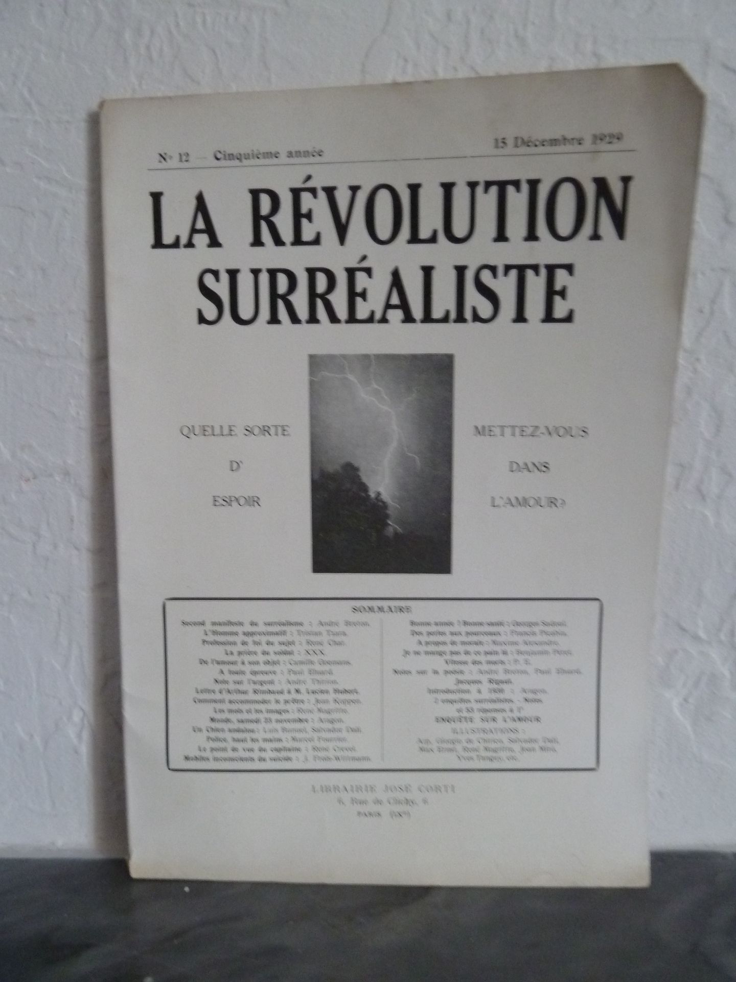 Null (Corti) BRETON, André (方向) :La révolution surréaliste.Revue. N°12.巴黎：何塞-科尔蒂&hellip;