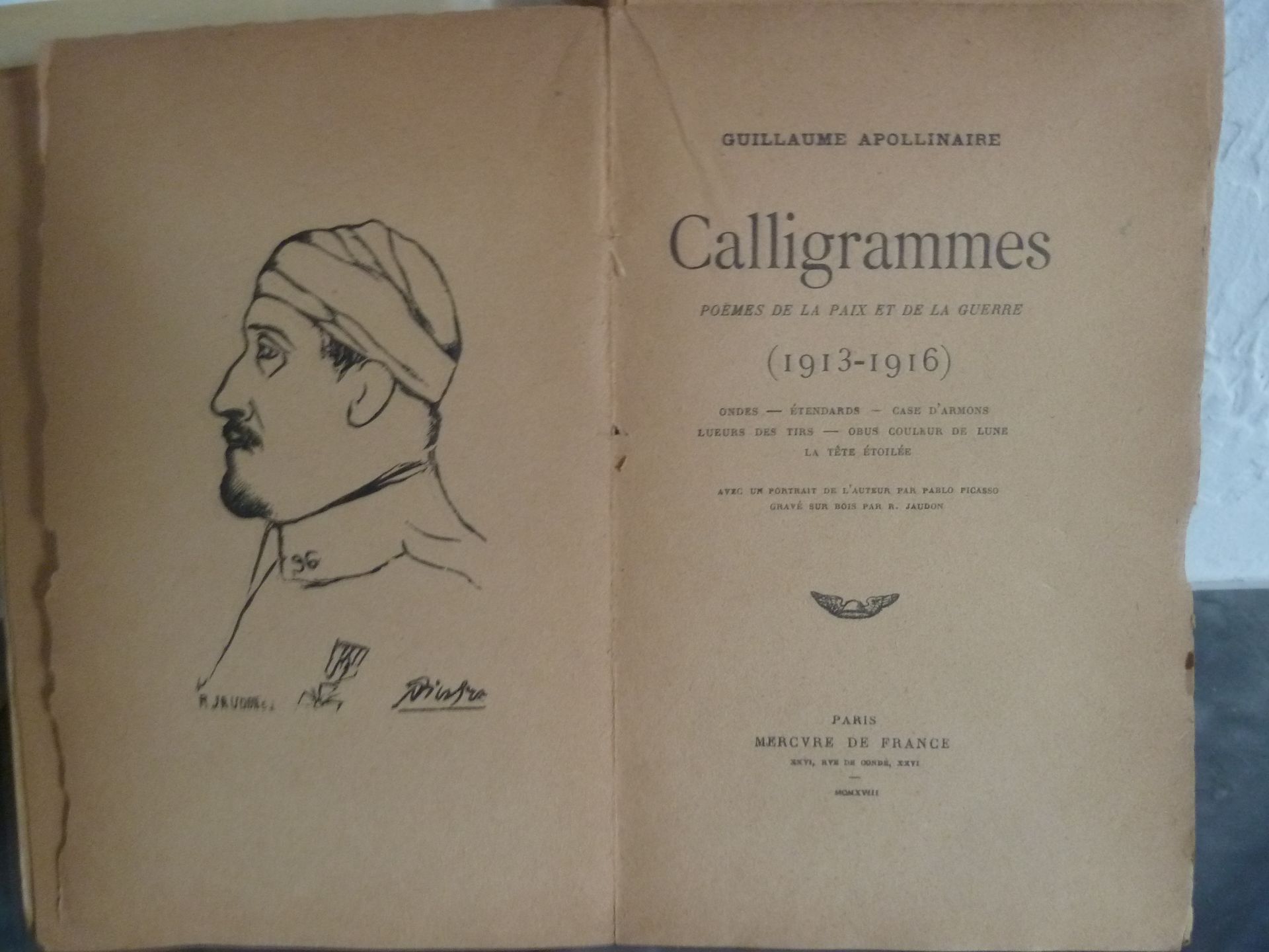 Null (Corti) APOLLINAIRE, Guillaume (PICASSO, Pablo): Calligrammes. Poems of pea&hellip;
