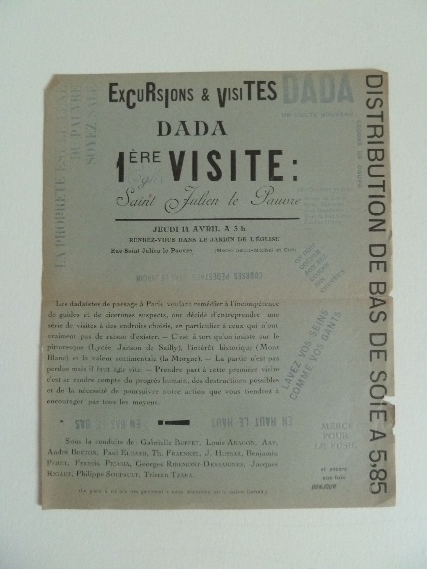 Null (Corti)游览和参观 DADA.Tract-Program.1921年4月14日。巴黎：圣朱利安-勒-波弗尔教堂，1921年。一张4英寸的直印纸。&hellip;