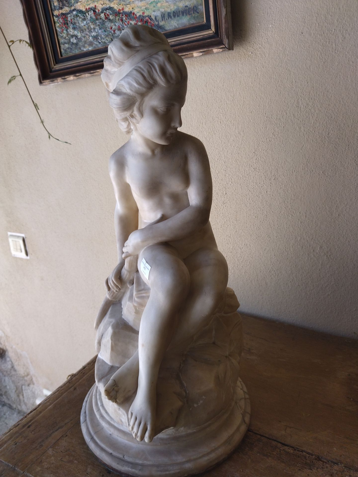 Null Sujet en marbre blanc sculpté « baigneuse au rocher. (accidents, manques et&hellip;