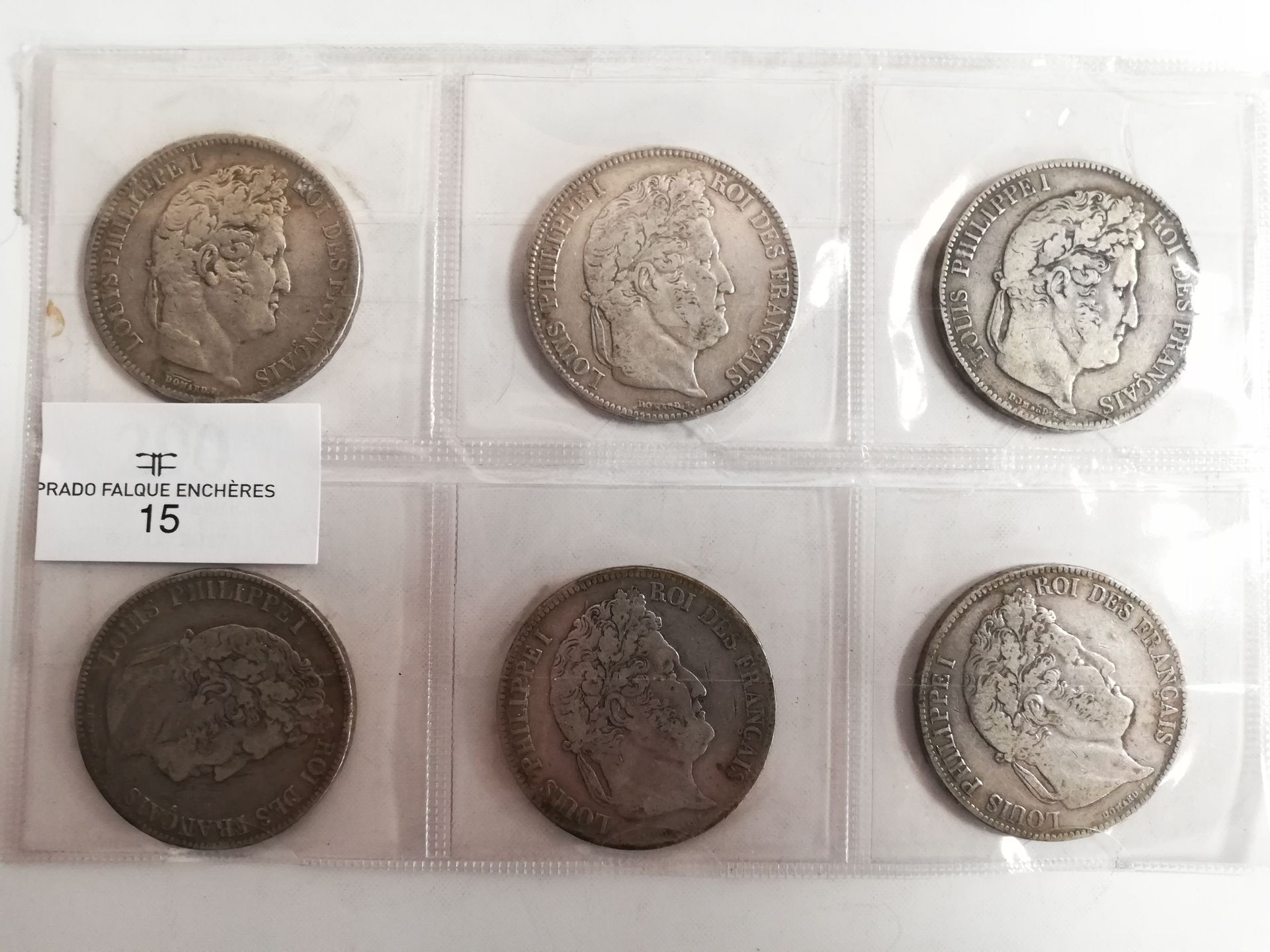Null Lote de 6 monedas de plata, 5 Francos Luis Felipe I cabeza de laurel: 1831 &hellip;