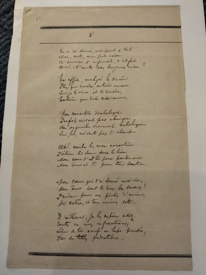 Null Paul VERLAINE. Poema autógrafo en tinta sobre papel de "Dans les limbes". 1&hellip;