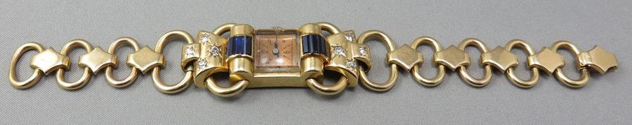 Null MONTRE Bracelet de Dame en or 18k (750/°°) , cadran chocolat de forme carré&hellip;