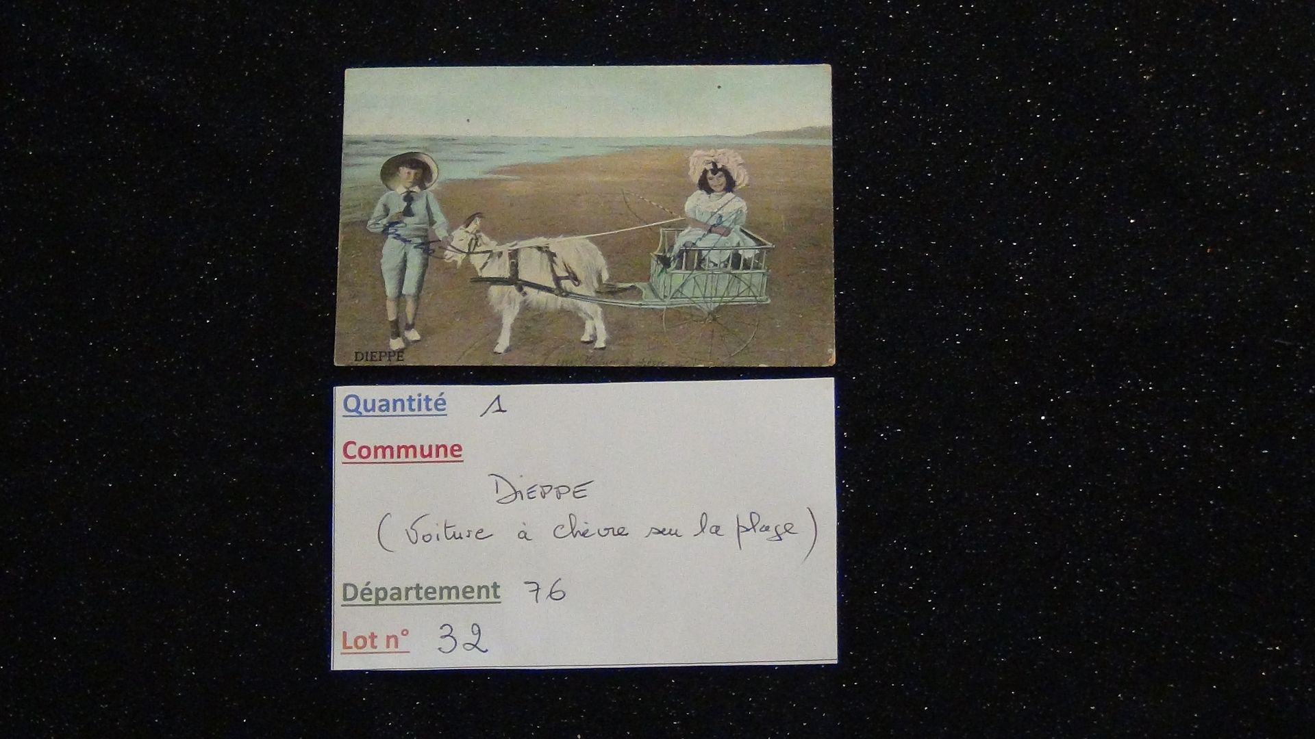 Null 1 Tarjeta postal DIEPPE - Carro de cabras en la playa - Depto 76