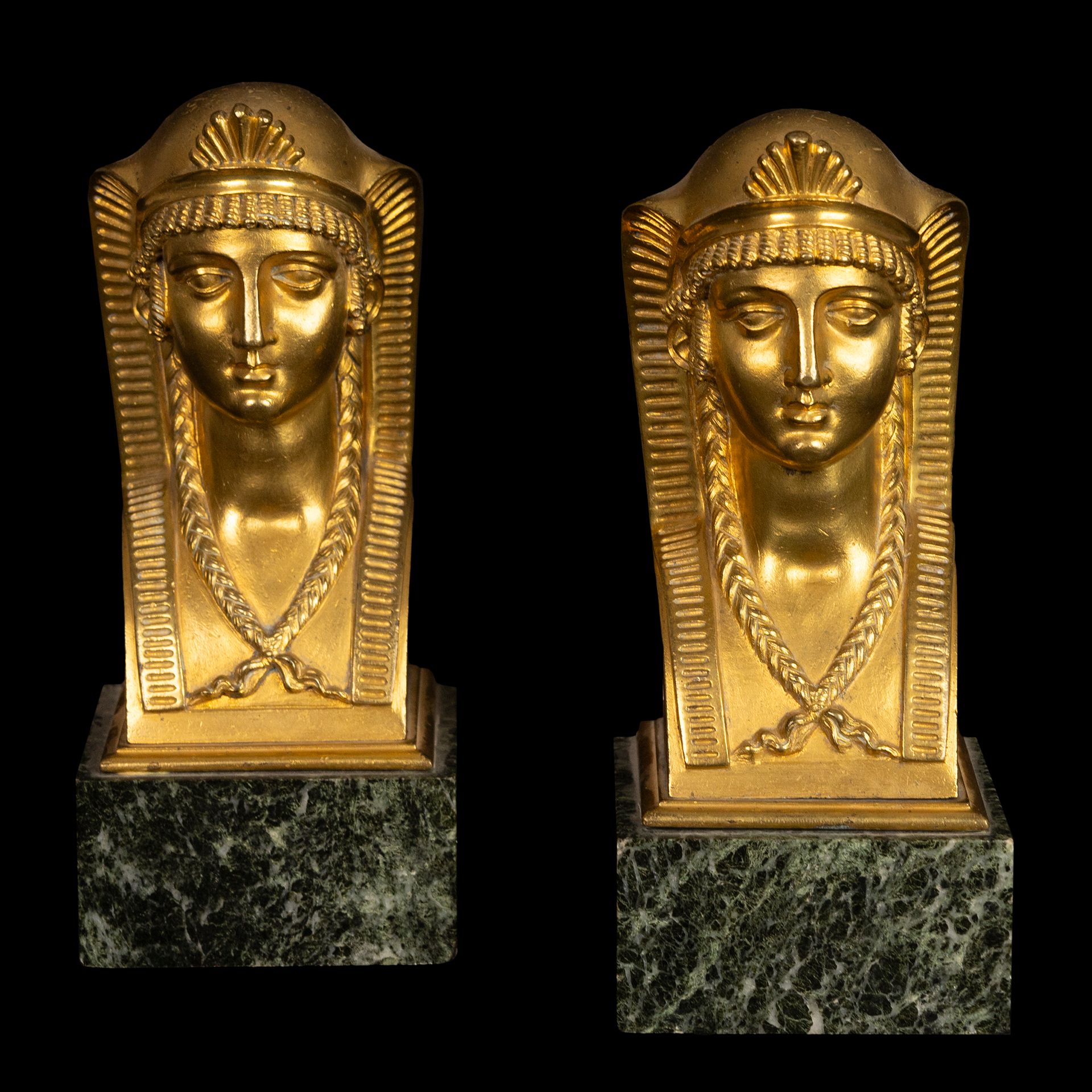 Null Pair of gilded bronze sculptures, France, 19th century each depicting an Eg&hellip;