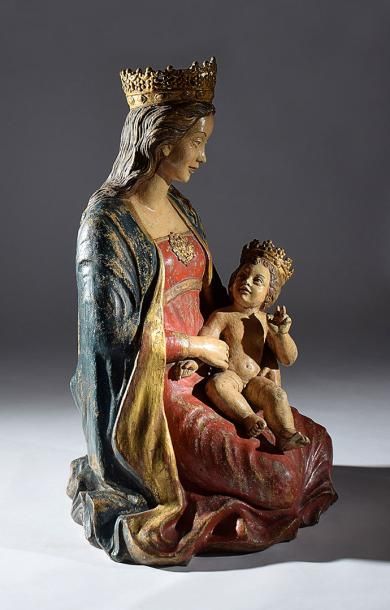 Null A large polychrome terracotta group

of the Virgin and Child, 77cm, high