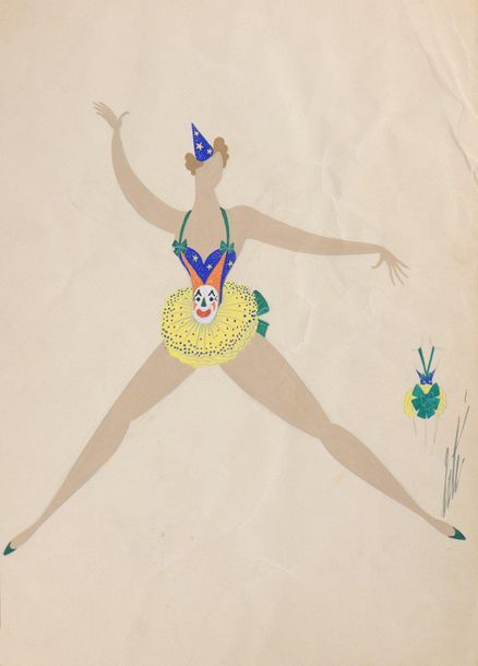 Null ERTÉ (1892-1990)

The Clown, woman costume (front and back)

Gouache on pap&hellip;
