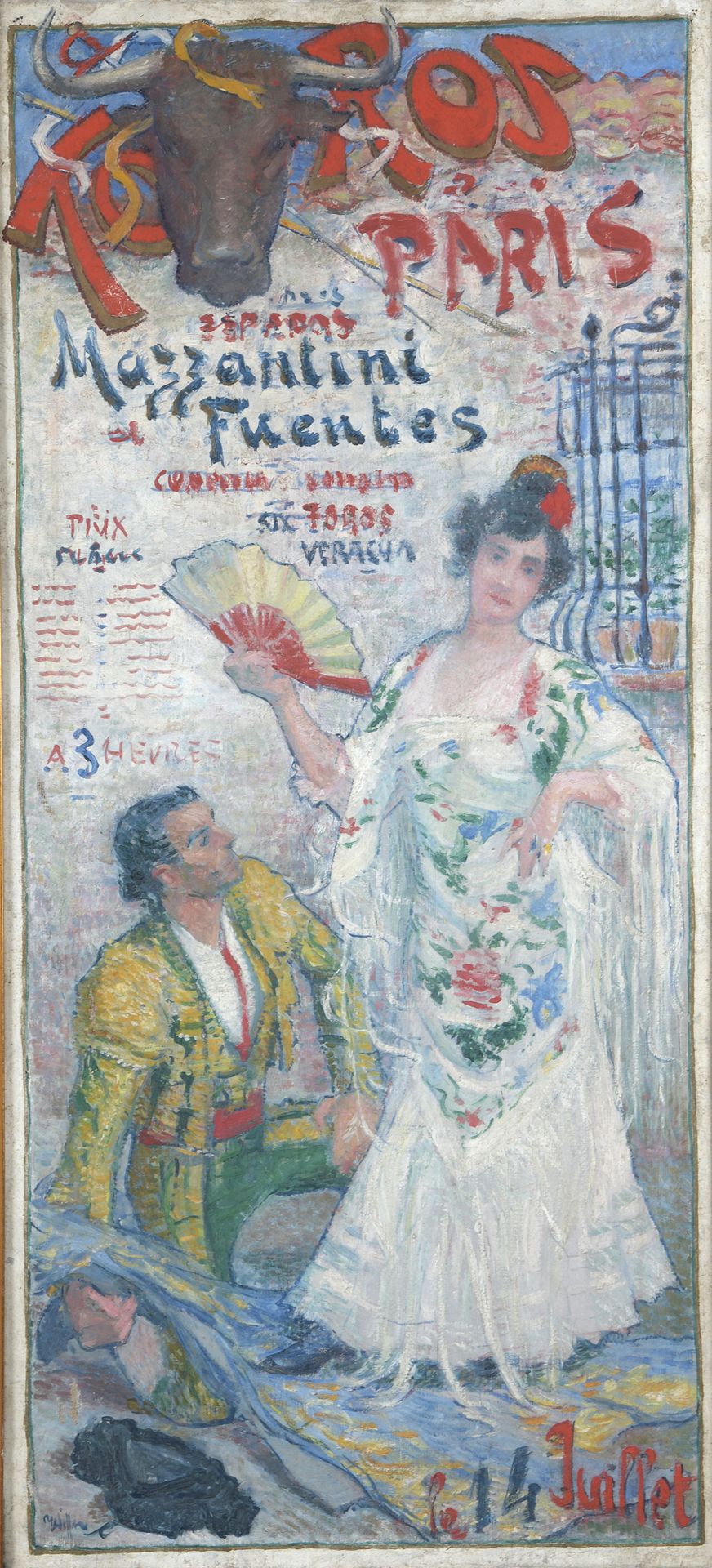 Null Jean DIFFRE (1864-1921)

斗牛的海报项目 托罗斯巴黎，7月14日，约1890年。

布面油画。

左下角有签名。

73 x &hellip;