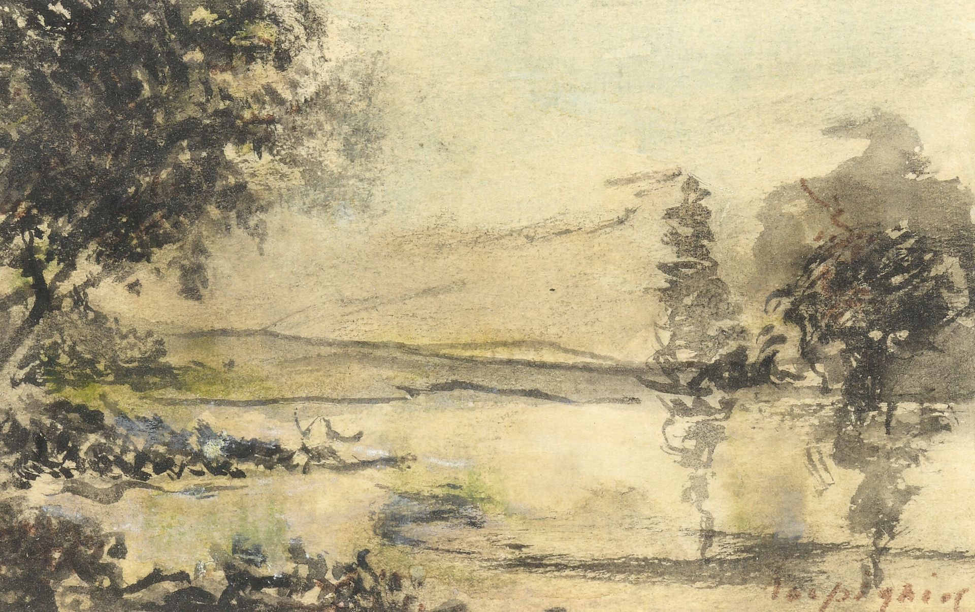 Null 19世纪法国学校

景观

纸上水彩画。 


右下角有一个默示签名哈皮格尼。 


7 x 11.5厘米
