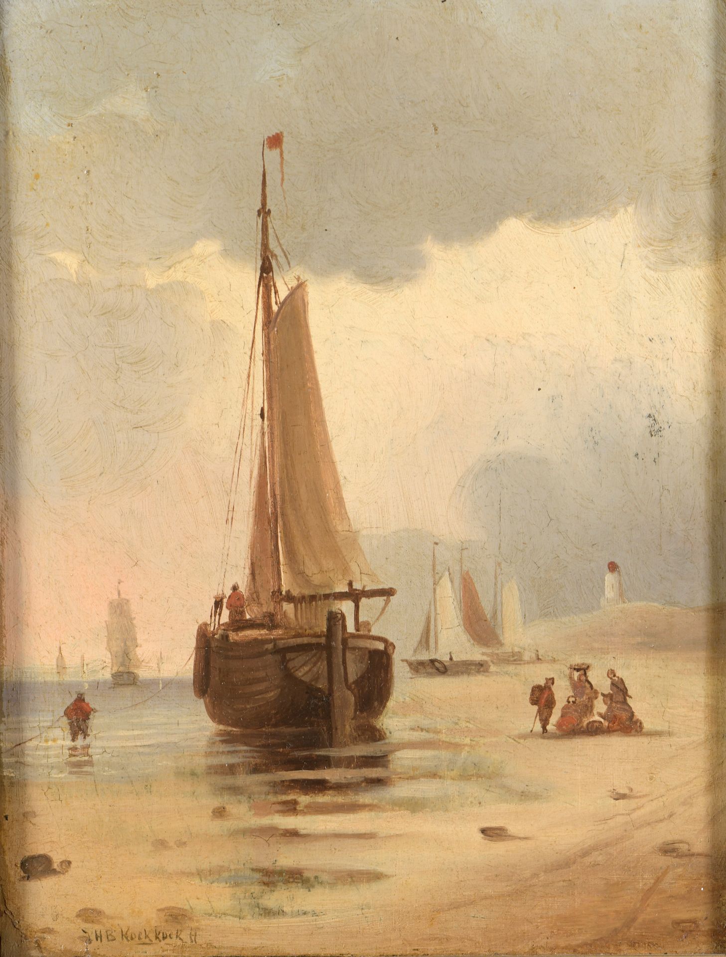 Null 归功于扬-赫尔曼-巴伦-科克科克（1840-1912）。

退潮时的船

板面油画，左下角有签名

26,5 x 20 cm