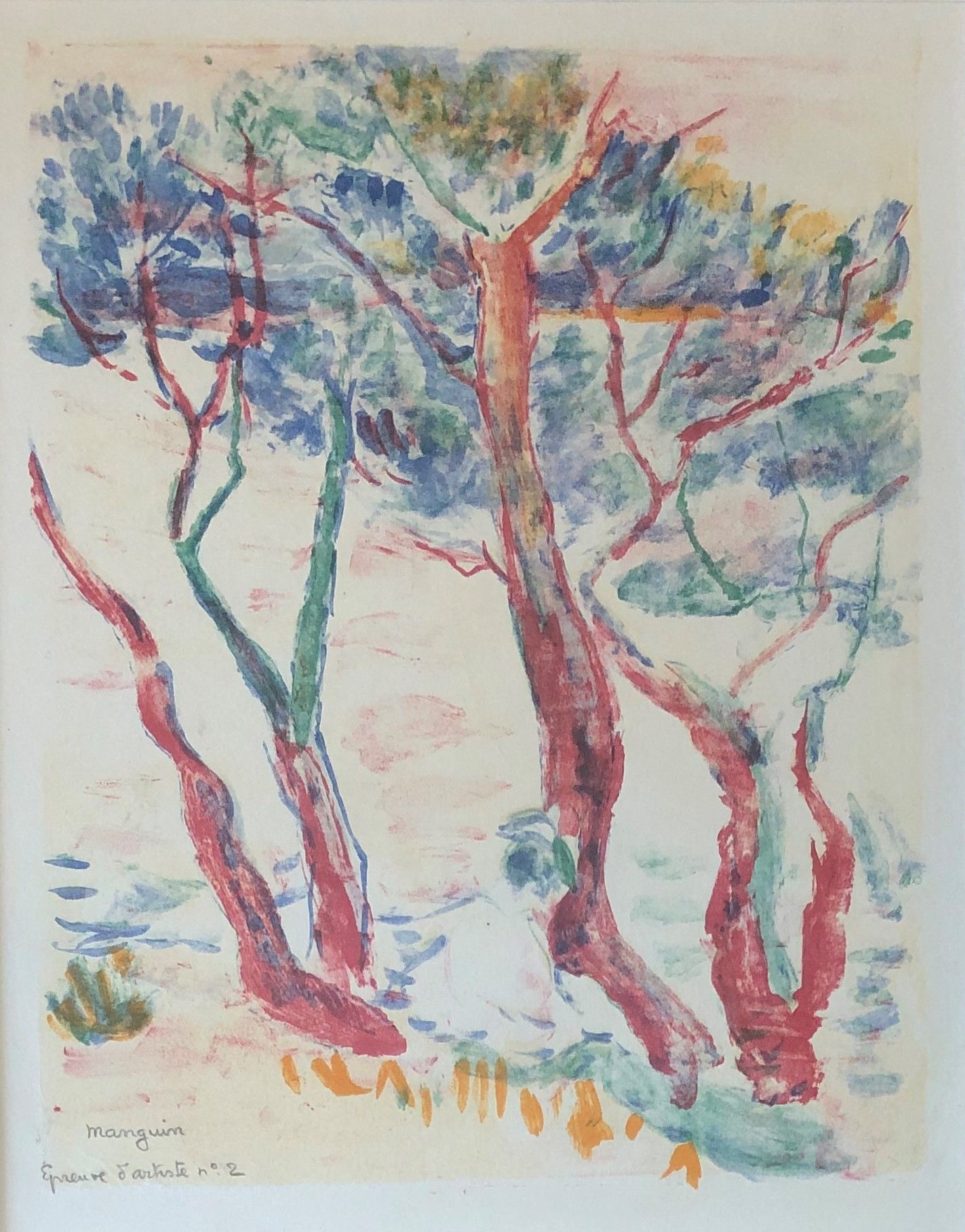 Null 地段包括 :

- 在亨利-芒格（1874-1949）之后

红色的树

版画上有签名，左下角有E.A n°2字样。

31 x 25厘米，一看就知道&hellip;