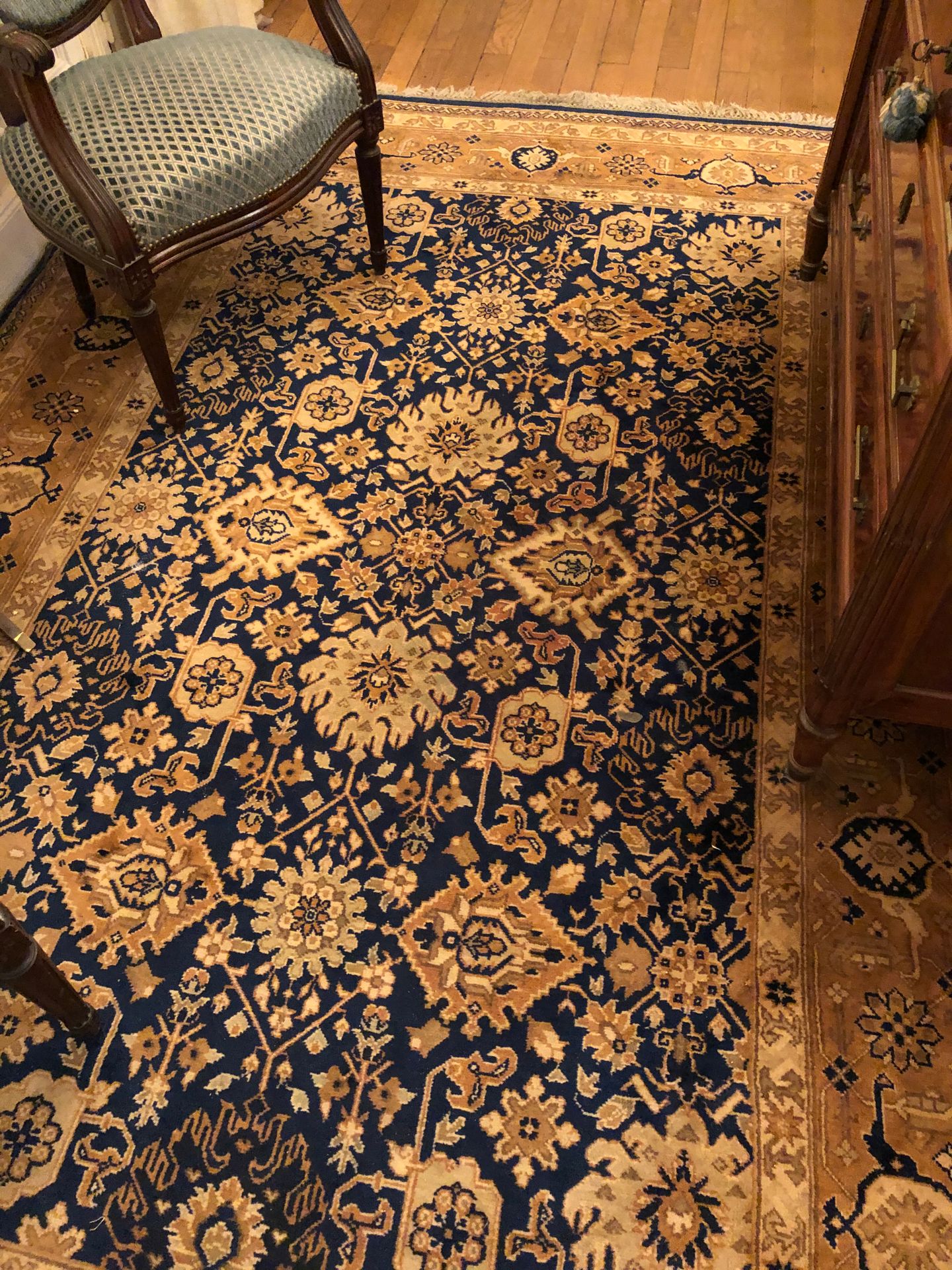 Null Alfombra india con fondo azul y borde crema

270 x 182 cm