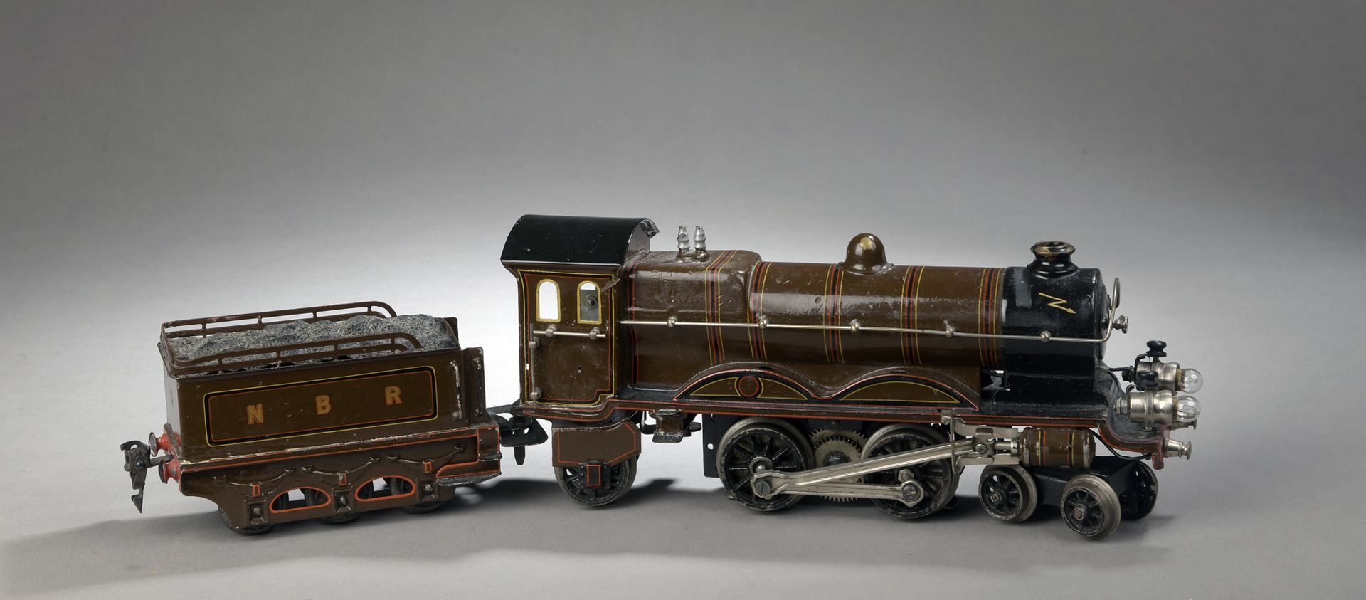 Null MARKLIN "O" - ENGLISH LOCOMOTIVE 221 NBR, electric, brown, with 3axle tende&hellip;