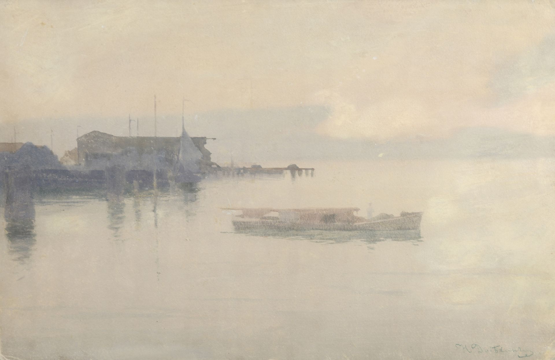 Null 尼古拉-瓦西里耶维奇-多塞金(1863-1935)

黄昏时分的船只

水彩画，右下方有签名。

片的日照度。

30 x 46 厘米