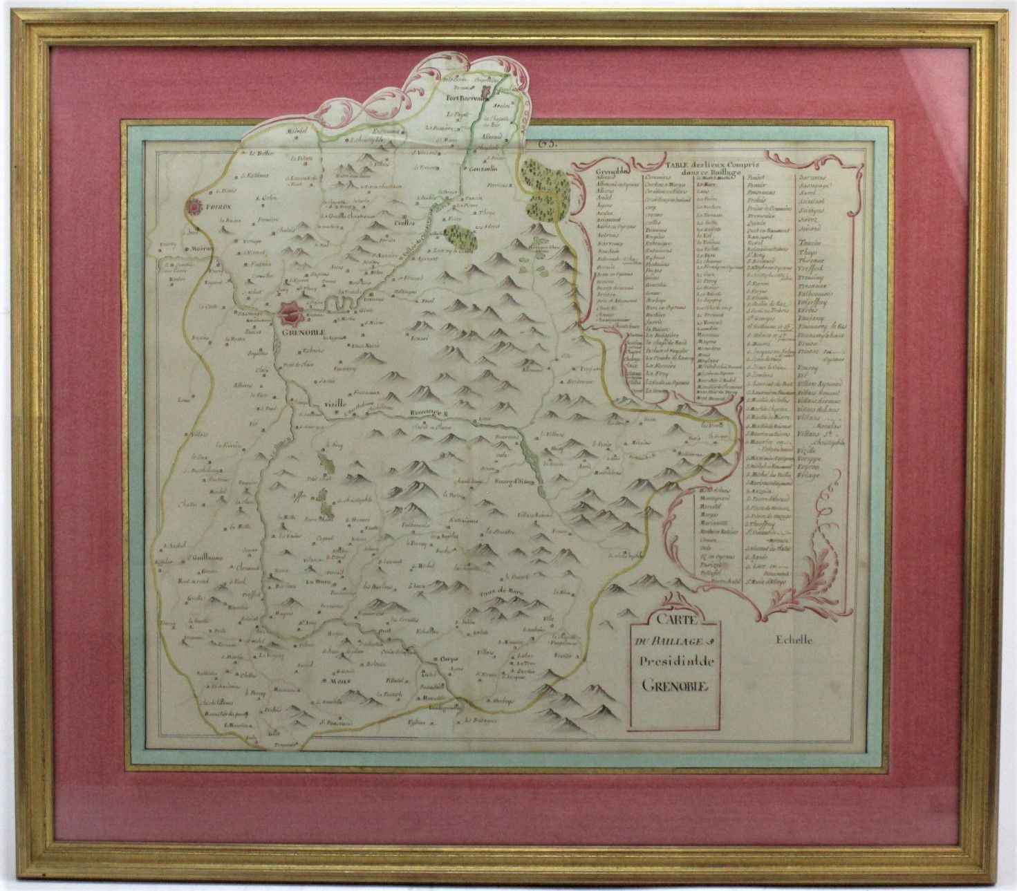 Null [多菲内]多菲内的六张手写地图集。1/ - 格勒诺布尔村[原文如此]和总统府地图（42.2 x 50.3厘米）；2/ - 加普村[原文如此]地图（39&hellip;