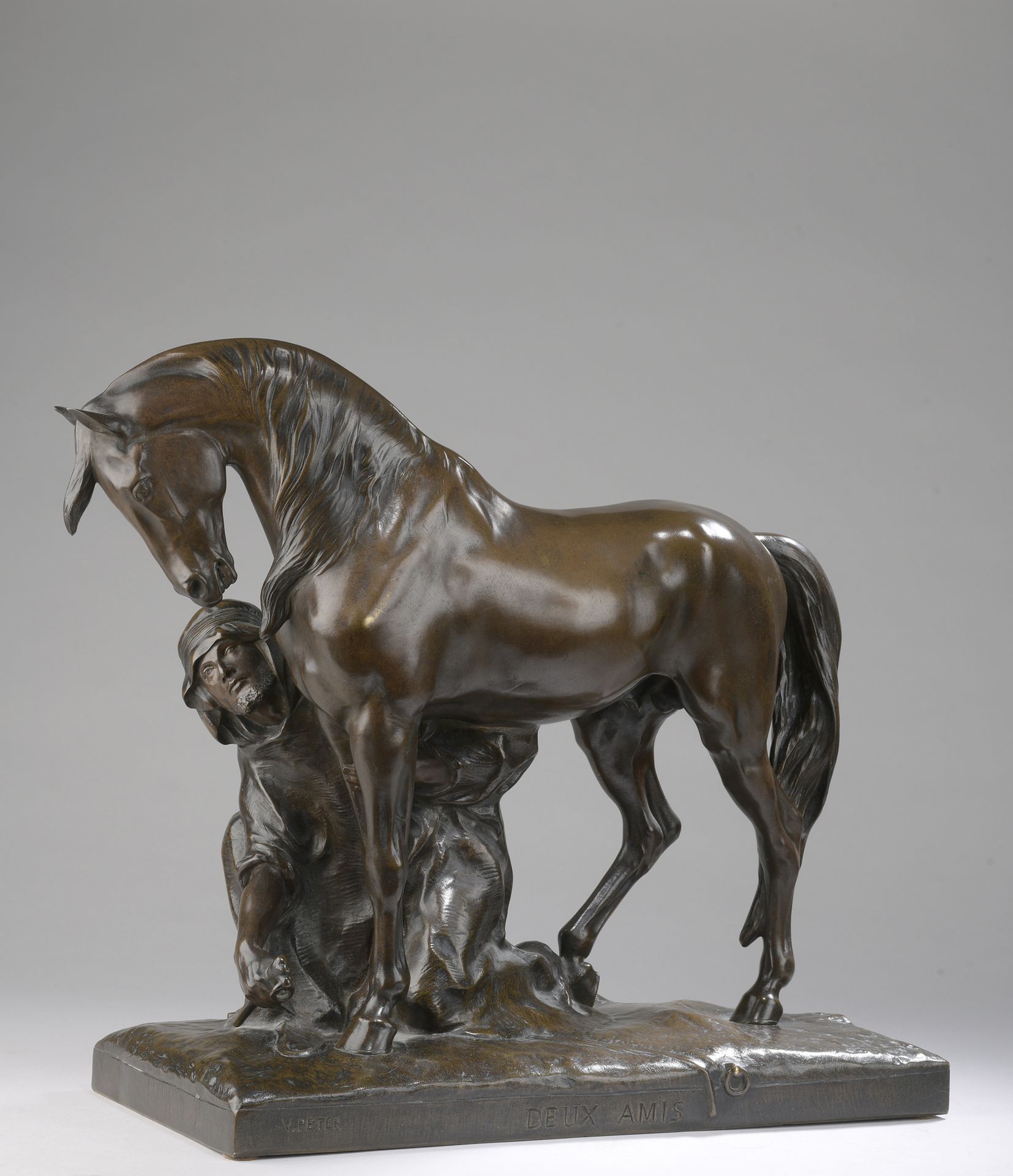 Null Victor PETER (1840-1918)

Zwei Freunde

Bronze mit hellbrauner Patina.

Gez&hellip;