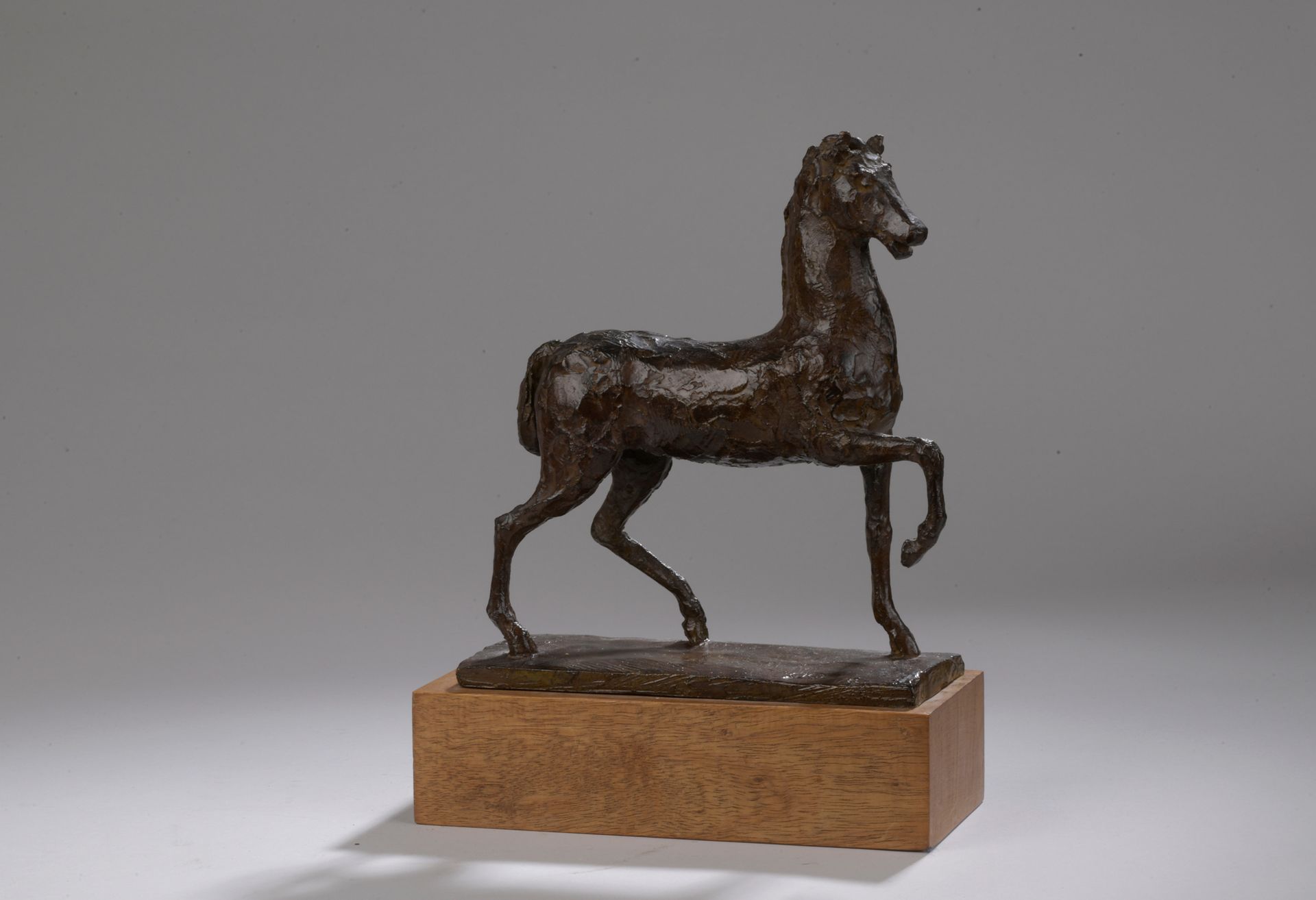 Null Jacques COQUILLAY (生于1935年)

马在行走中，右前腿抬起

青铜，带有红褐色的铜锈。

阳台上有JC的字样和1/8的数字。

&hellip;
