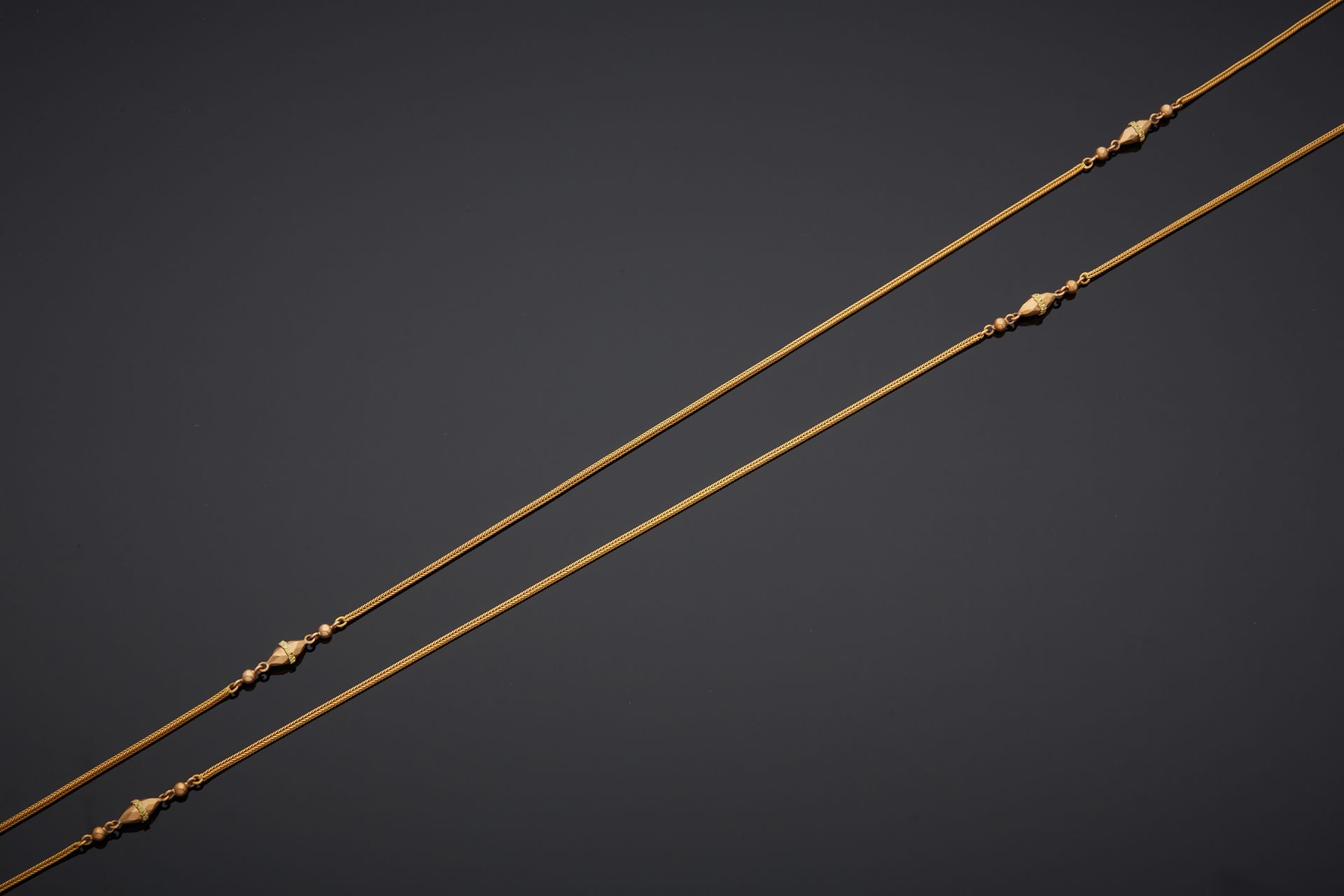 Null Collana lunga in oro giallo 18 carati 750‰, maglia a colonne con elementi o&hellip;
