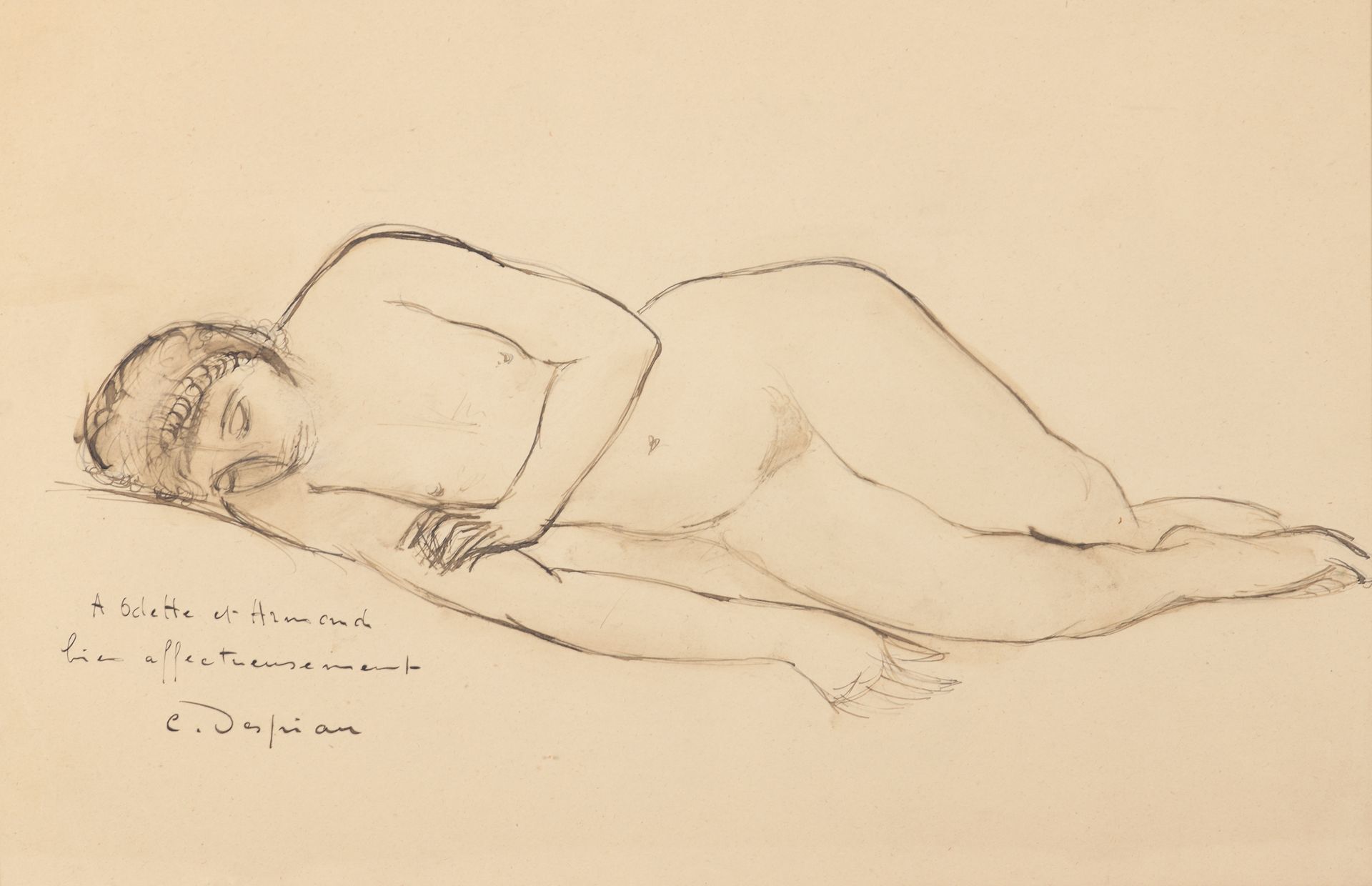 Null Charles Despiau (1874-1946) 

Femme allongée

Encre sur papier

Signé en ba&hellip;