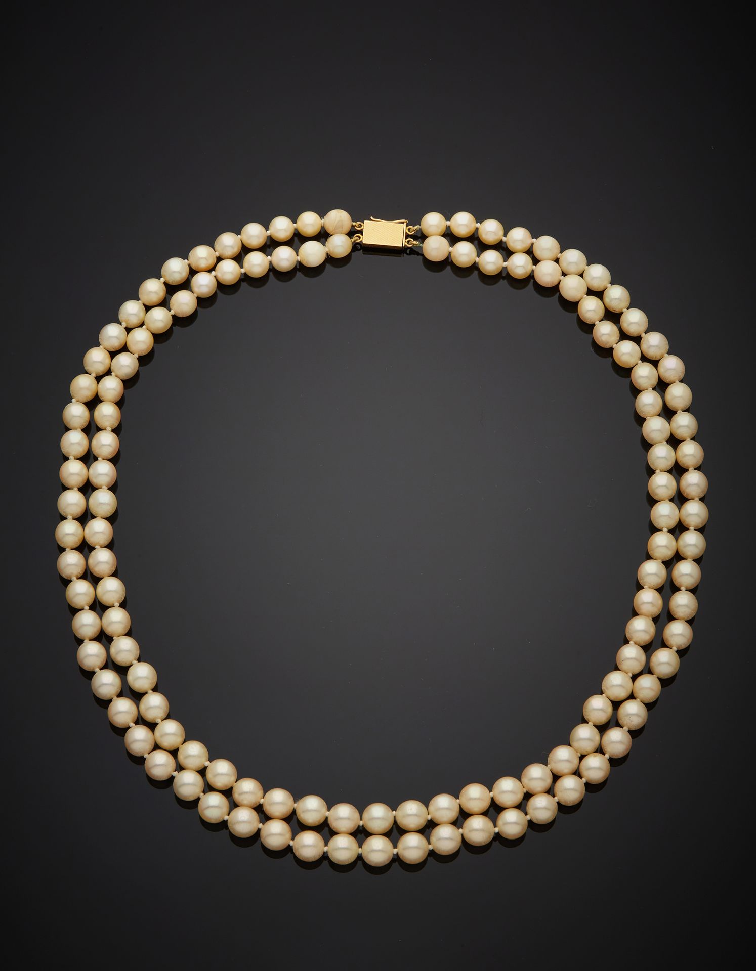 Null Collana di perle coltivate a doppio filo, chiusura a cricchetto rettangolar&hellip;
