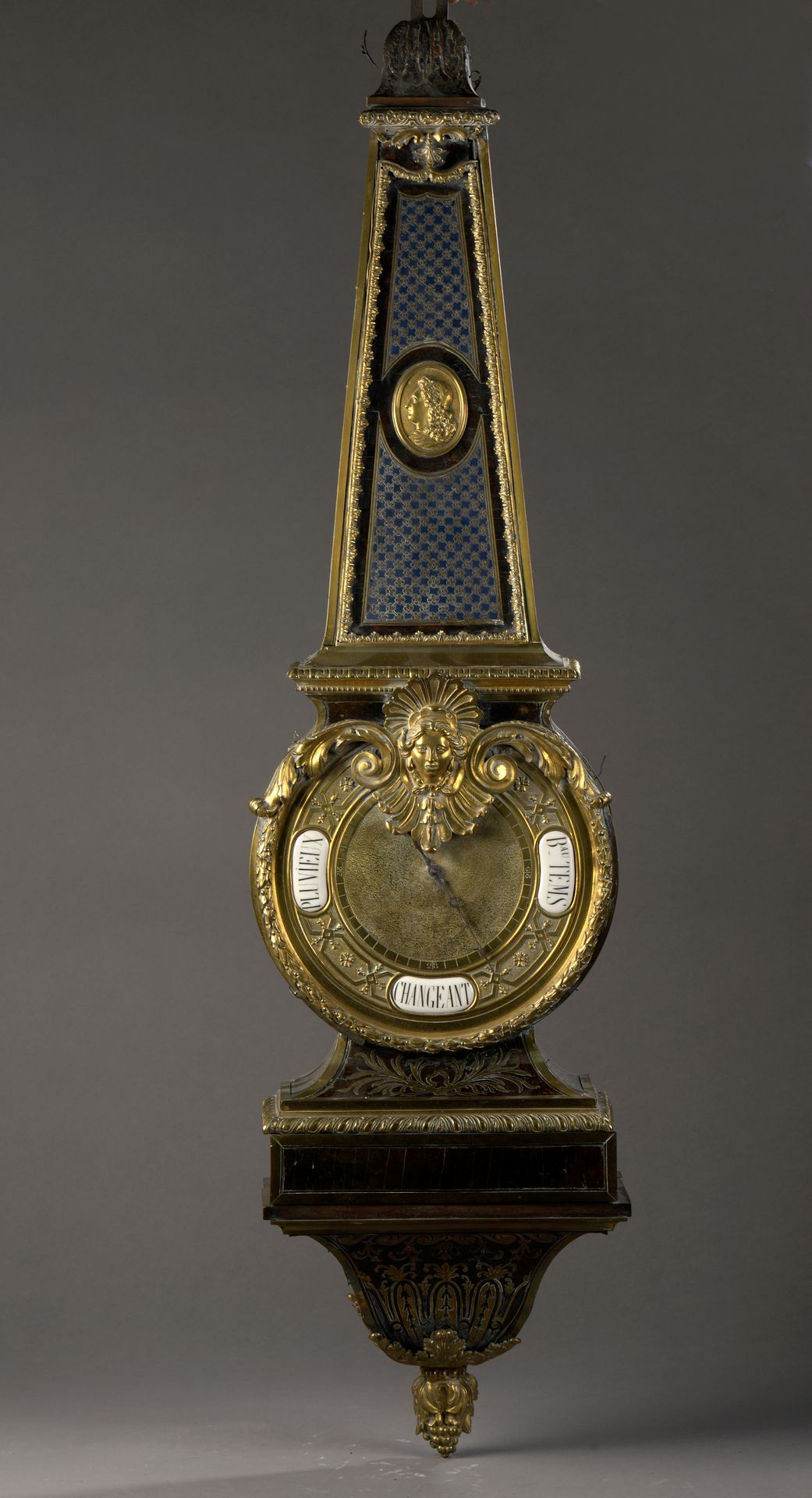 Null BAROMETER in the form of an obelisk, in gilt bronze and Boulle marquetry wi&hellip;