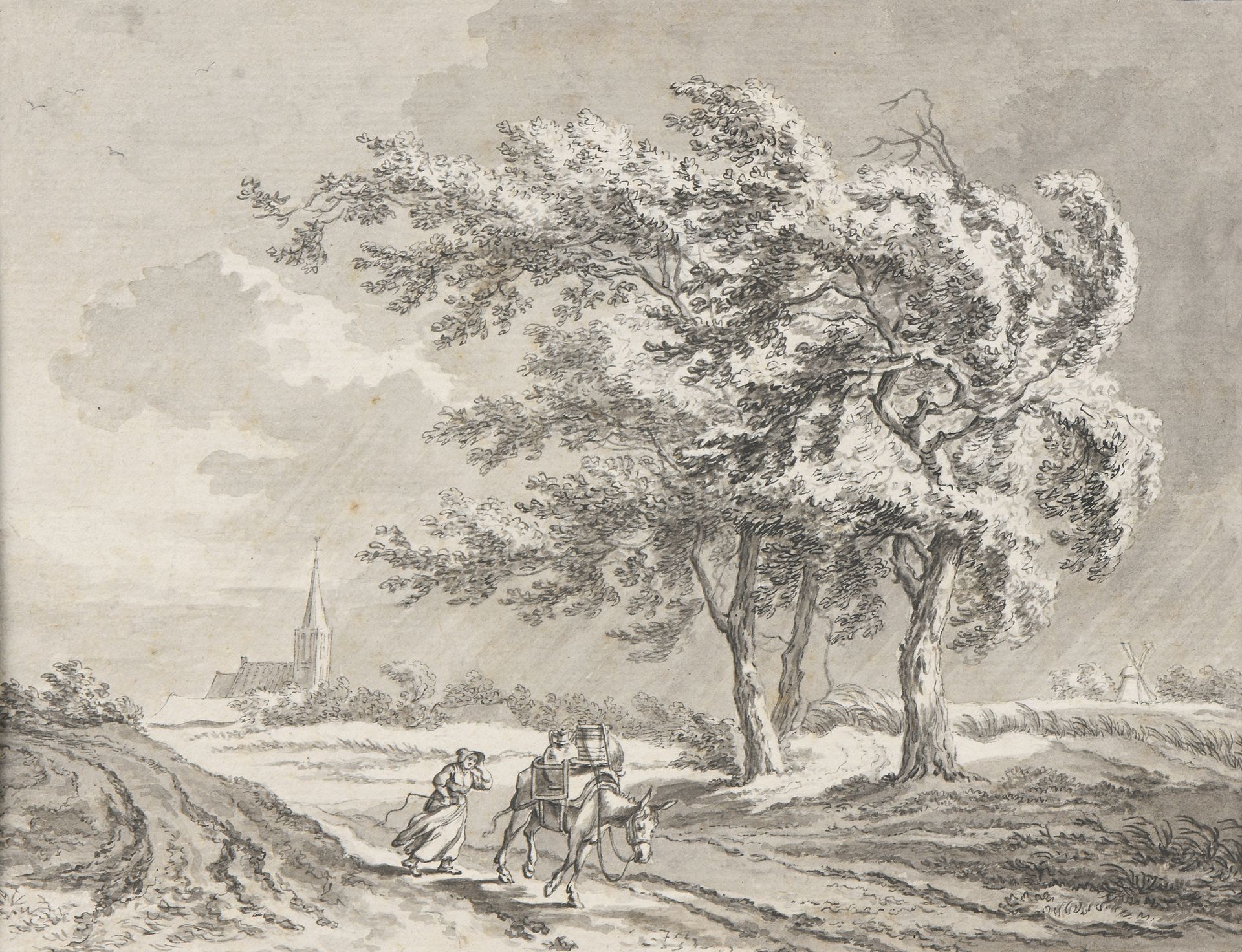 Null 雅各布-CATS (Brouwershaven 1577 - The Hague 1660)

农场女孩在风中牵着她的马

钢笔和黑色墨水，灰色水洗。&hellip;