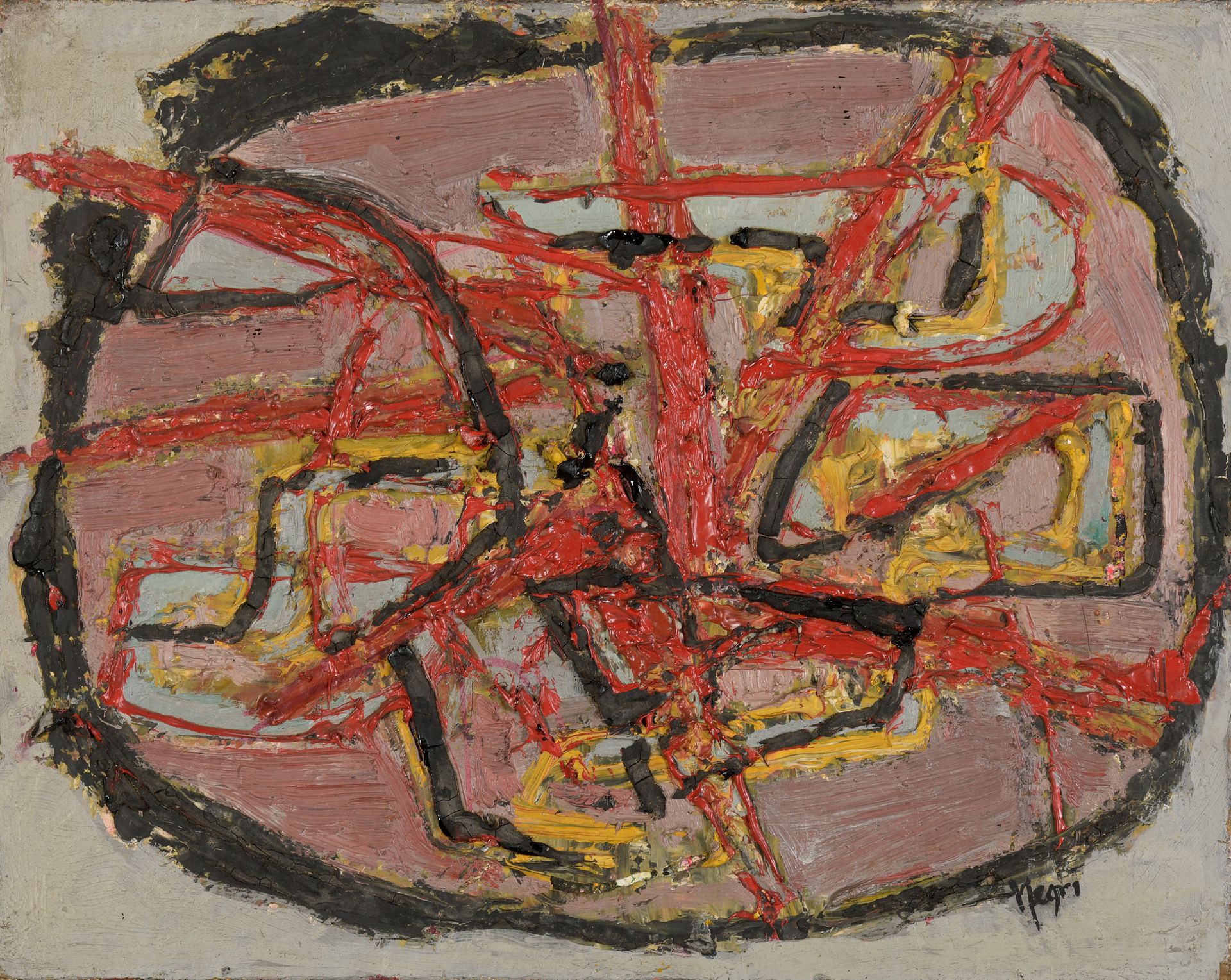 Null 尼娜-内格里(1909-1981)

无题》，1958年

布面油画。

右下方有签名，背面有会签和日期。

35 x 45厘米