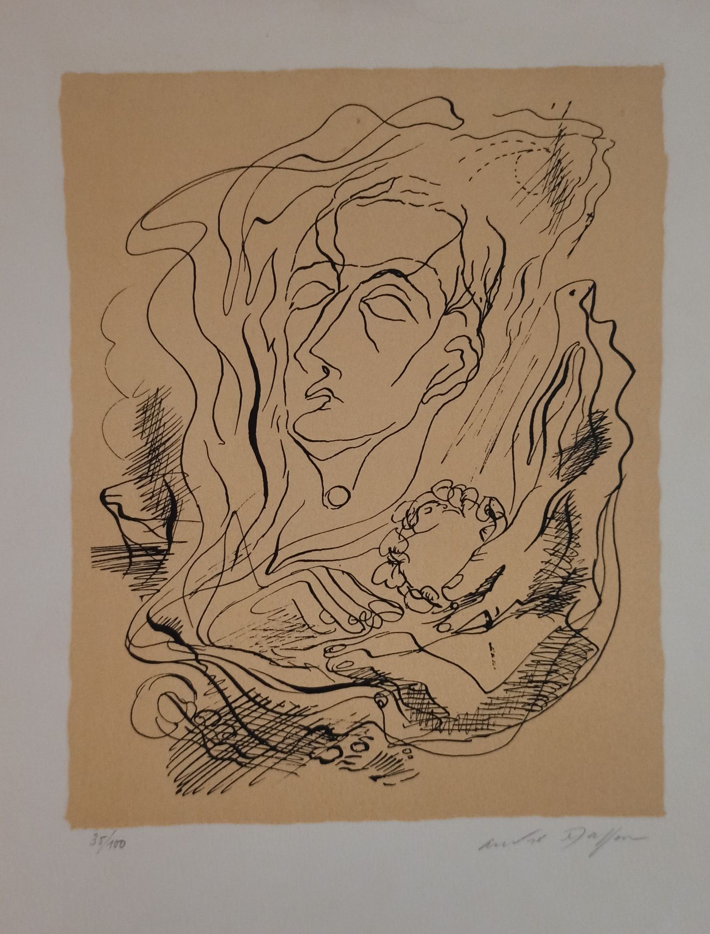 Null 安德烈-马松(1896-1987)

梦想家

石版画右下方有签名，左下方有编号35/100。

45 x 33,5 cm

小型划痕