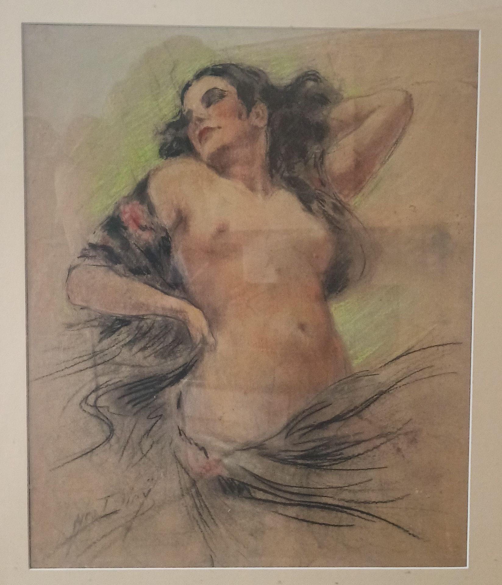 Null School of the Xth century 

Nude stretching 

Pastel and charcoal on paper.&hellip;