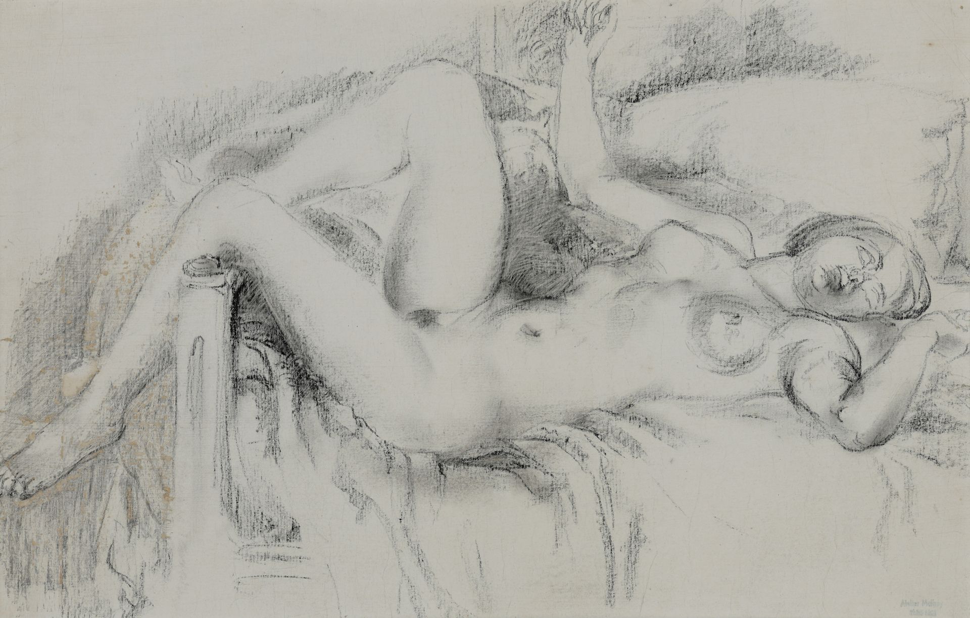 Null Charles Malfray (1887-1940) 

Nudo femminile su un letto

Carbone

Timbro :&hellip;