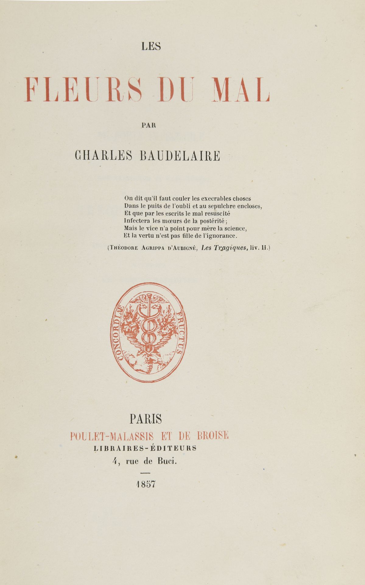 Null BAUDELAIRE (Charles). Les Fleurs du Mal (Die Blumen des Bösen). Paris [und &hellip;