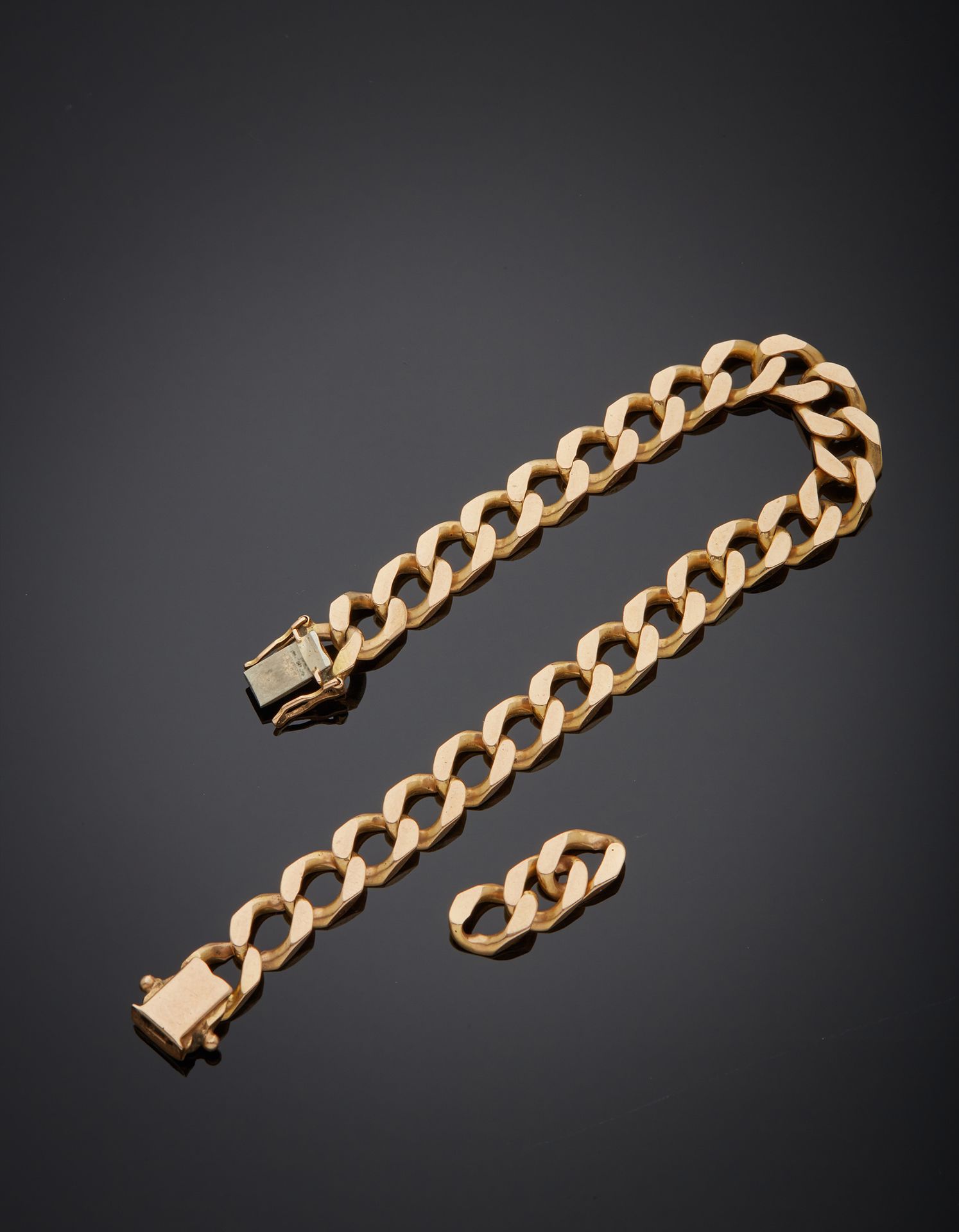 Null Flexibles Armband aus 18K 750‰ Gelbgold, Gourmet-Masche, Ratschenverschluss&hellip;
