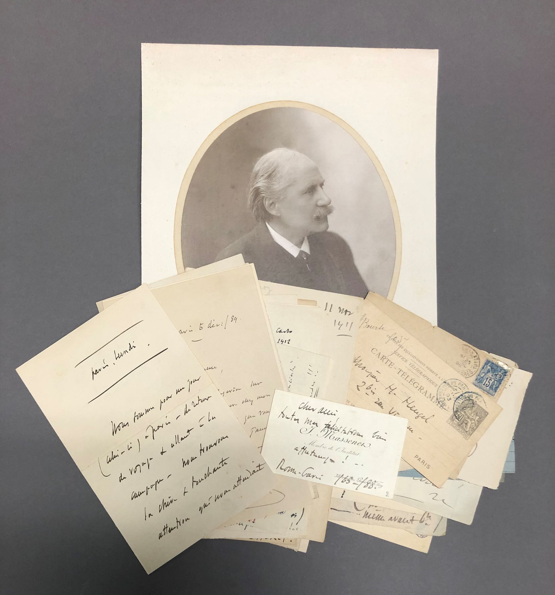 Null Jules MASSENET (1842-1912). 15 Las, 4 La, ein Telegramm und 2 Cvas, datiert&hellip;