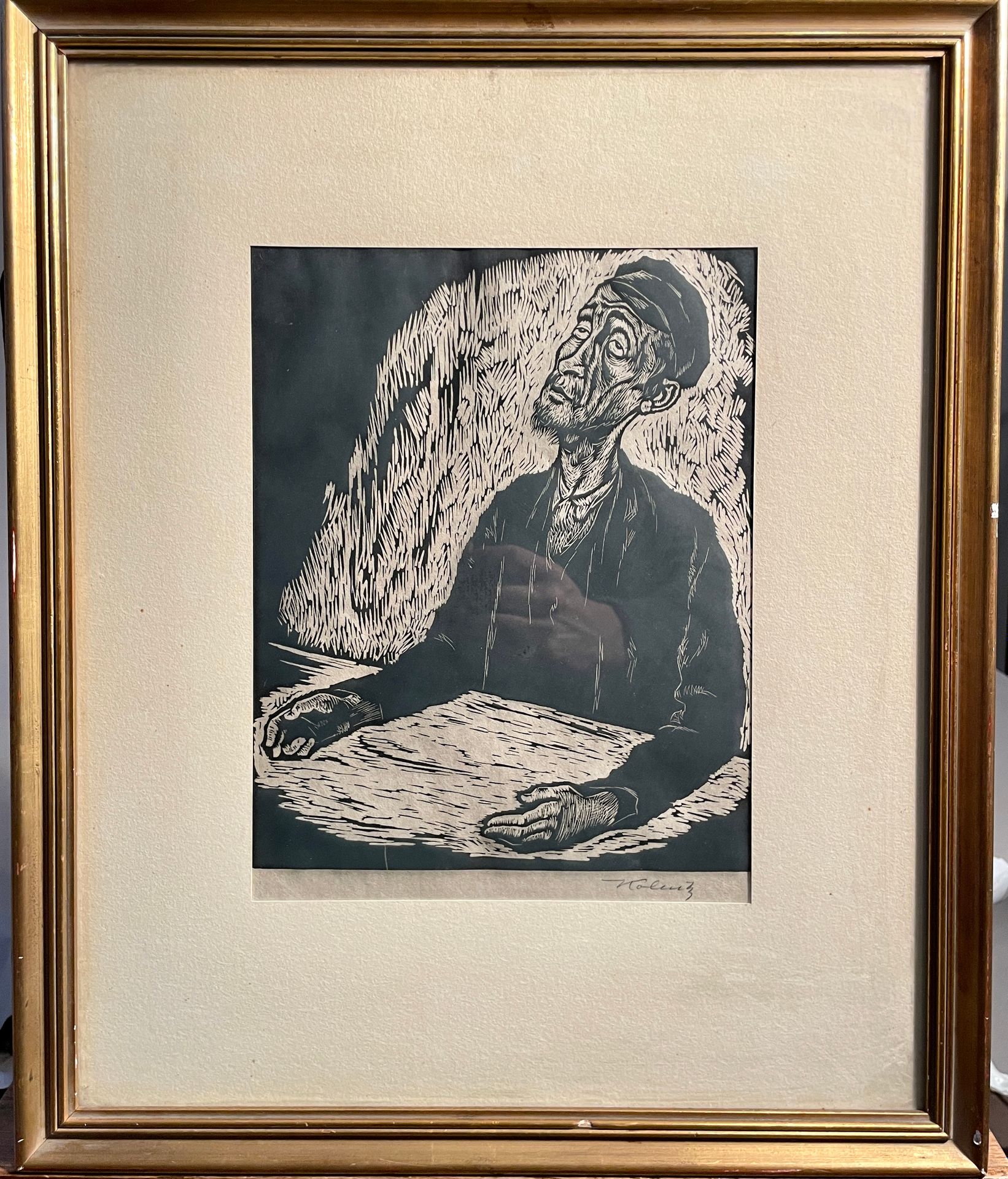 Null Arthur KOLNIK (1890-1972)
Hasid 
Gravure sur bois. 
Signée au crayon en bas&hellip;
