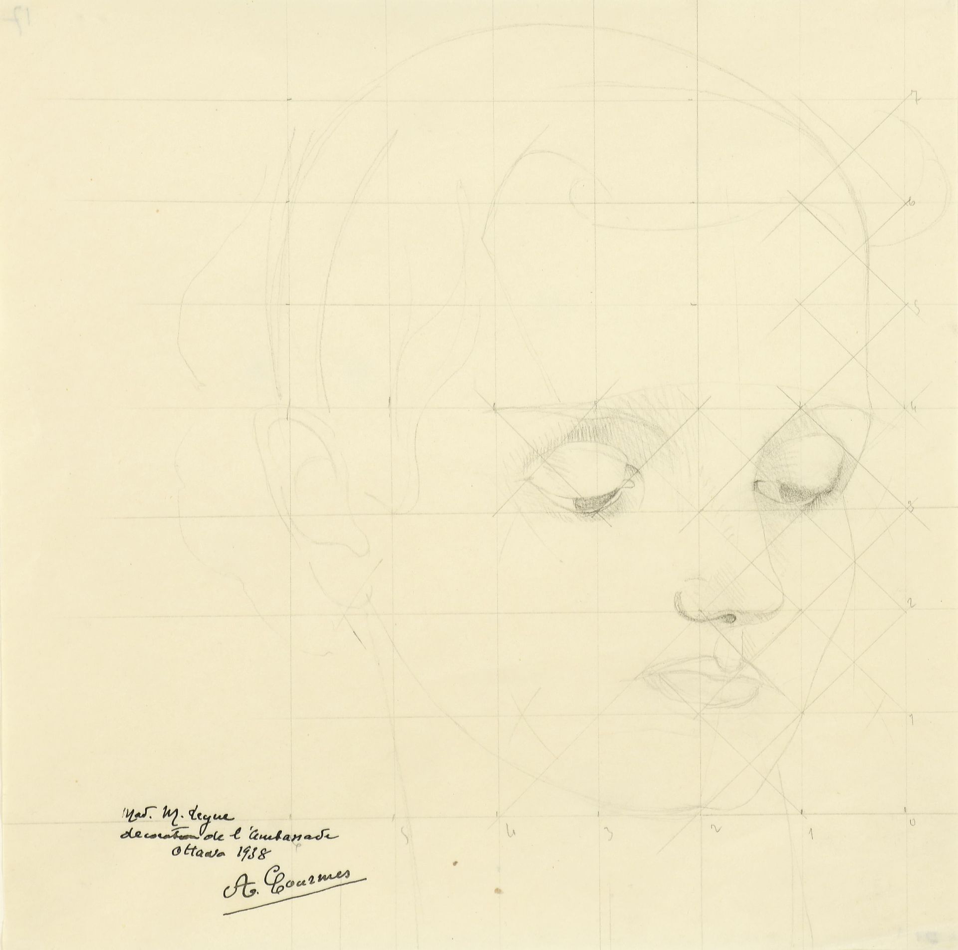 Null Alfred COURMES (1898-1993)
Sans titre, 1938 
Dessin au crayon sur papier, s&hellip;