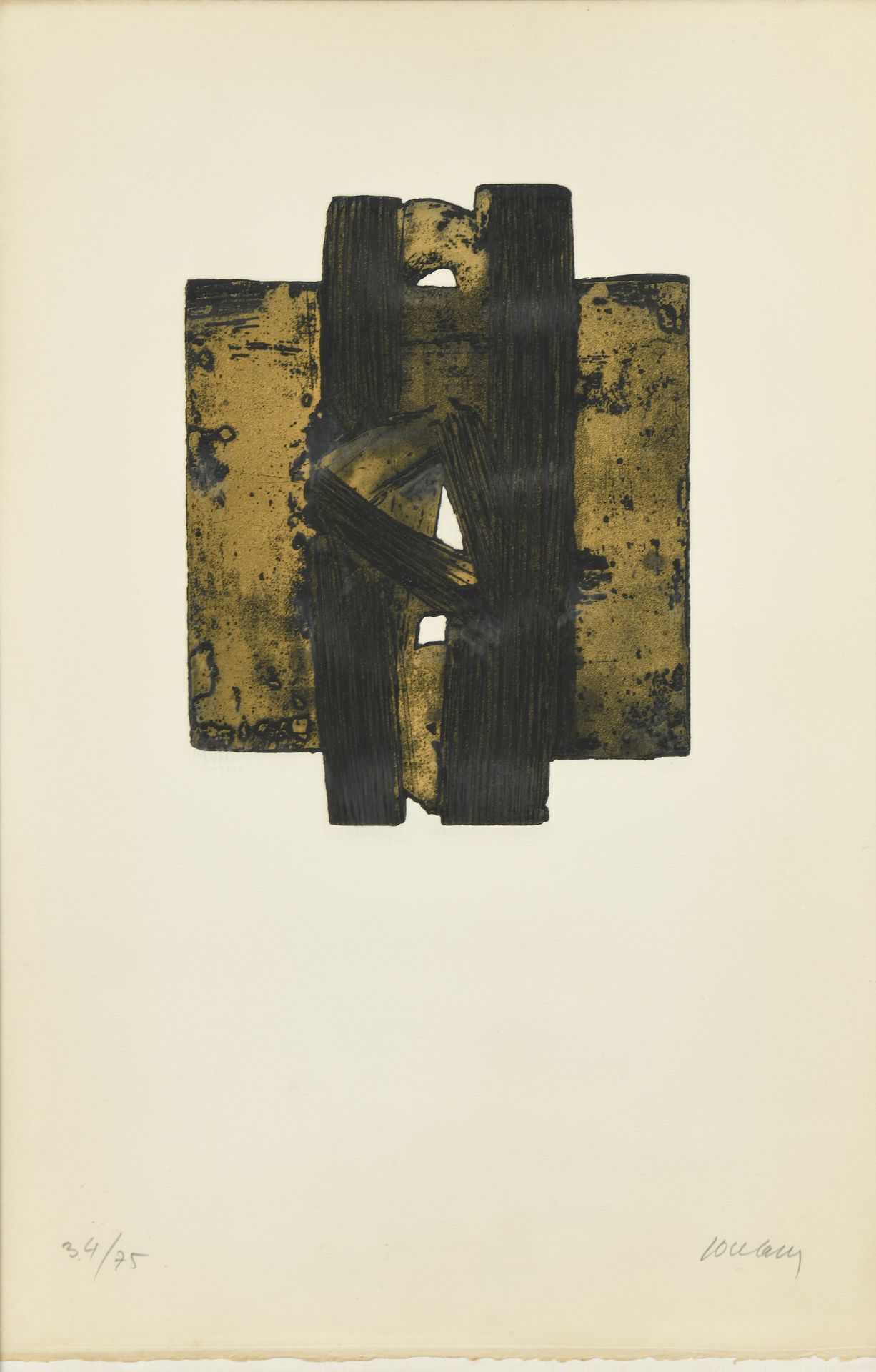 Null Pierre SOULAGES (1919-2022) (法国)
蚀刻画XXVIII, 1974
蚀刻版画，右下角有签名，左下角有34/75字样。La&hellip;