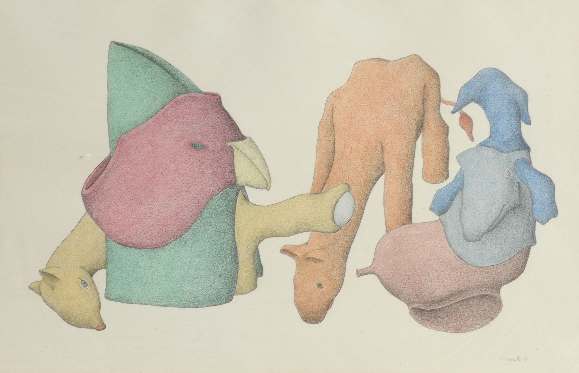 Null François MEZAPELLE (生于1955年)
无题》，1988年
彩色铅笔和石墨画，右下角有签名和日期
30.5 x 47.5 cm (展&hellip;