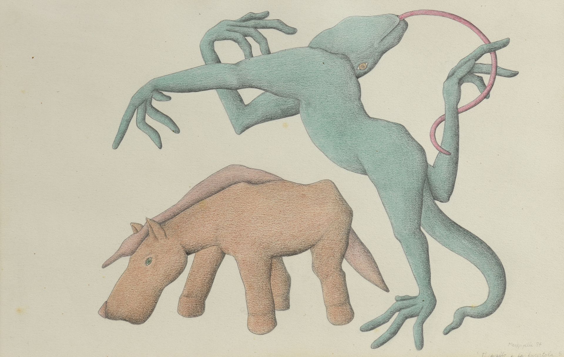 Null François MEZAPELLE (生于1955年) 
Il cavallo e la lucertola 5 [马和蜥蜴], 1987.
彩色铅&hellip;