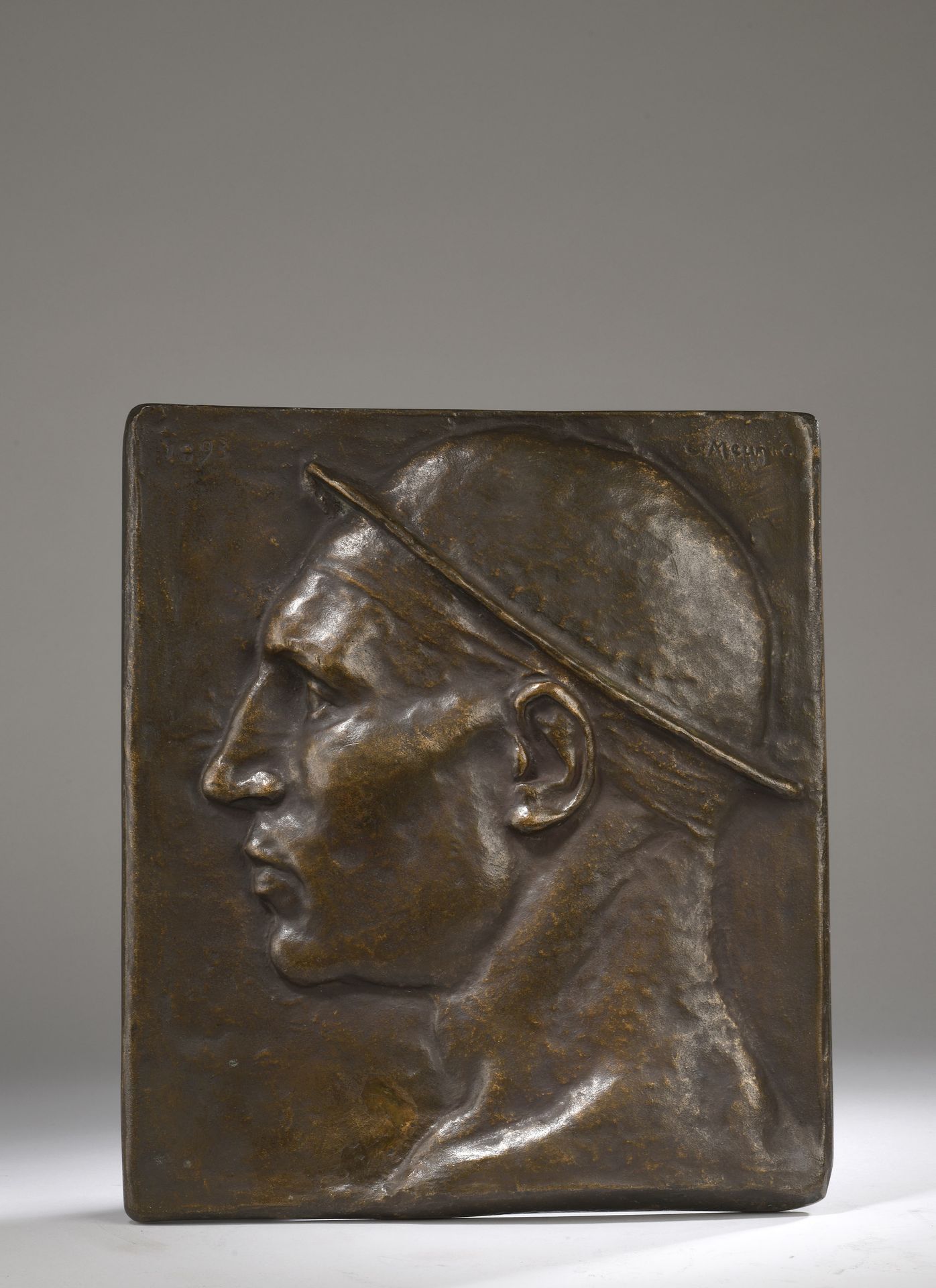 Null Constantin Meunier (1831-1905) 
Head of a young miner
Relief in bronze with&hellip;