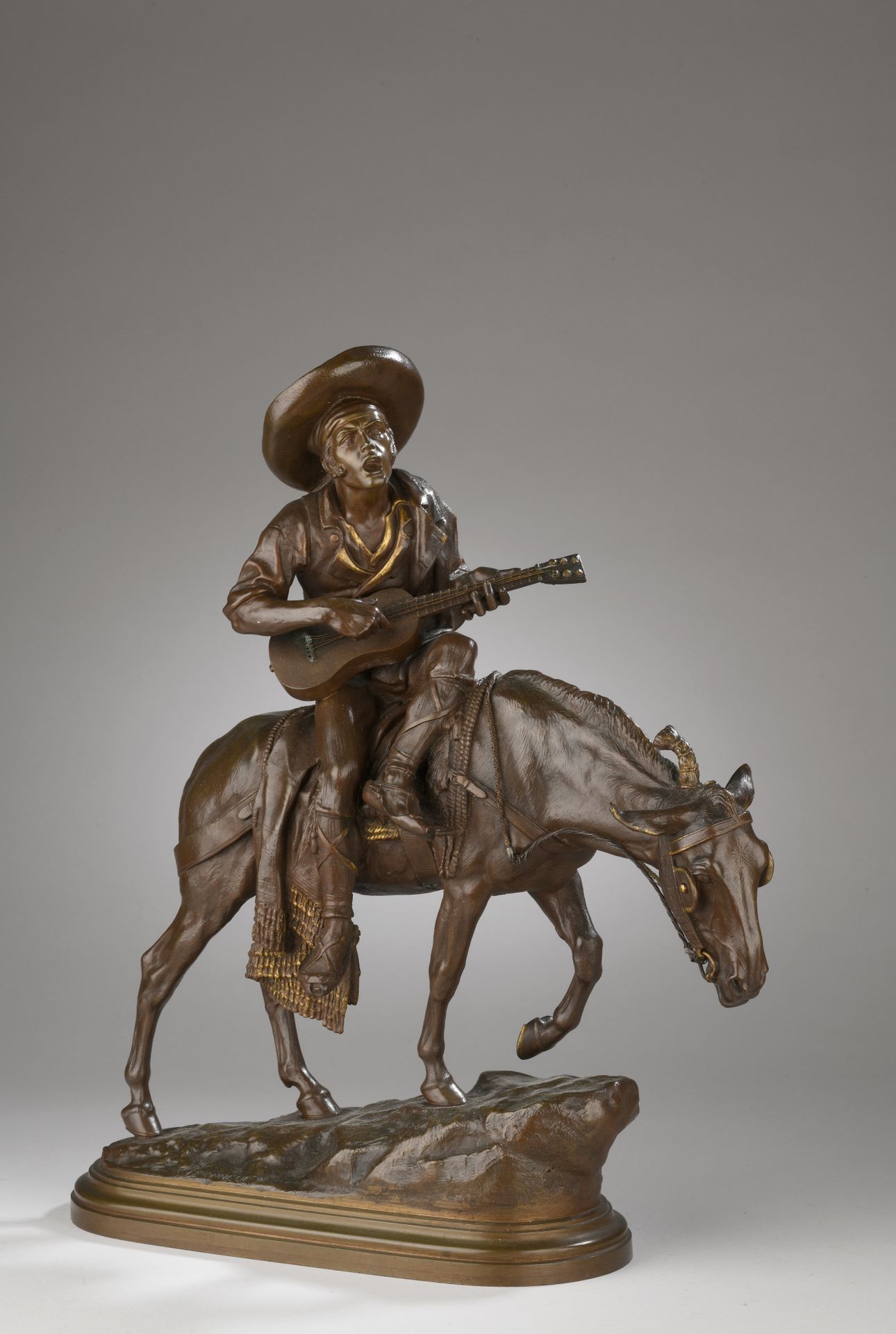 Null Isidore Bonheur (1827-1901) 
Singender Maultiertreiber
Bronze mit rotbraune&hellip;