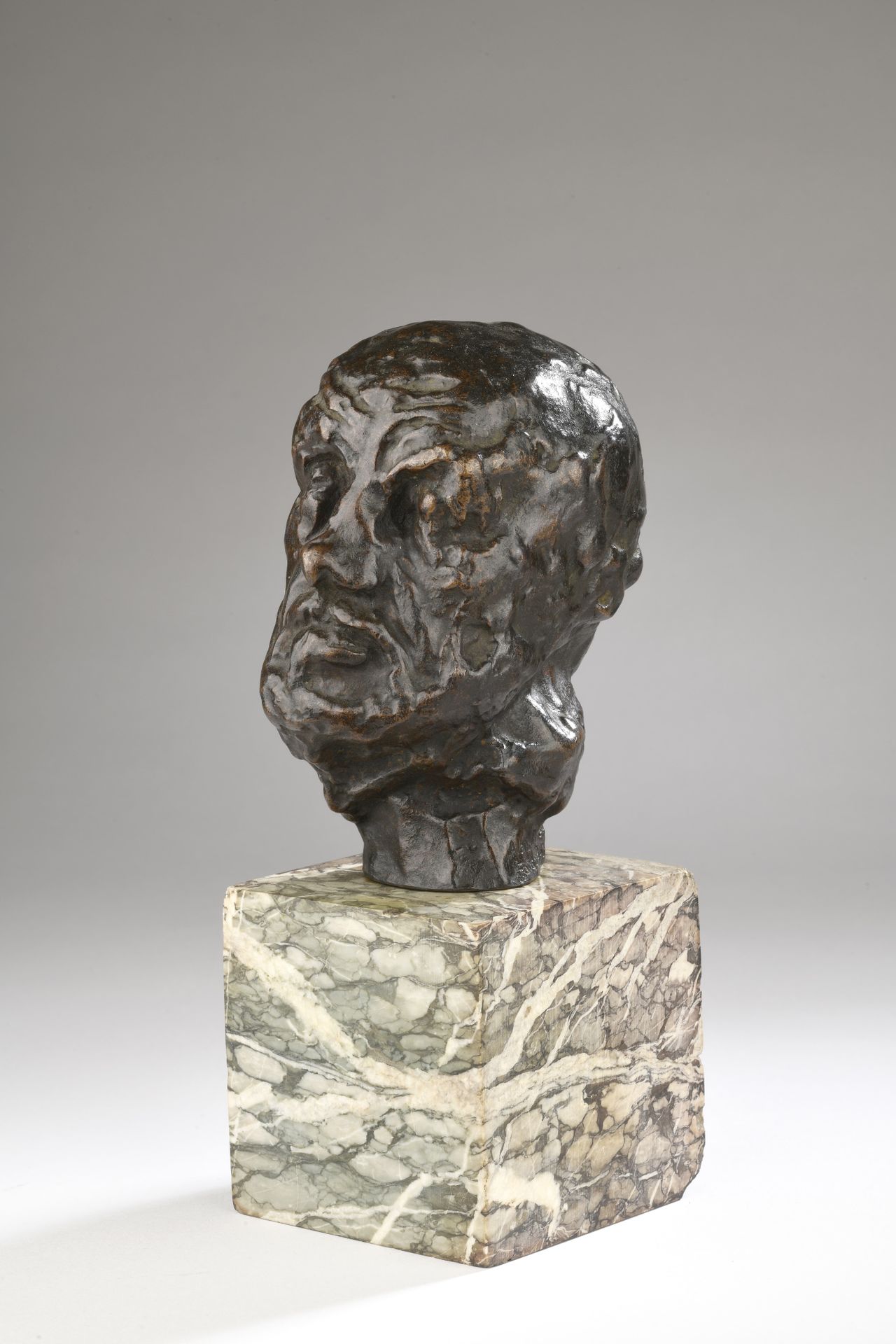Null 奥古斯特-罗丹 (1840-1917) 
断鼻人的小头像
青铜，带褐色铜锈
右边脖子上有签名 "A.颈部右侧有 "罗丹 "字样
有创始人的标记 "Al&hellip;